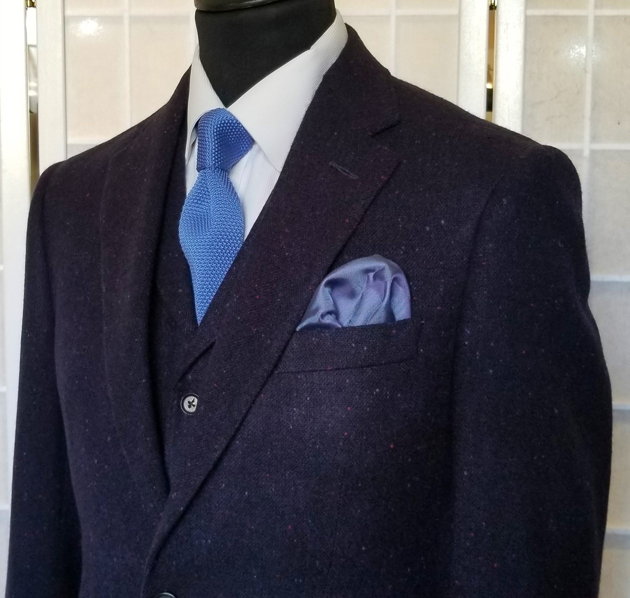3 Piece Suit in Navy Blue Donegal Tweed — TWEED ADDICT
