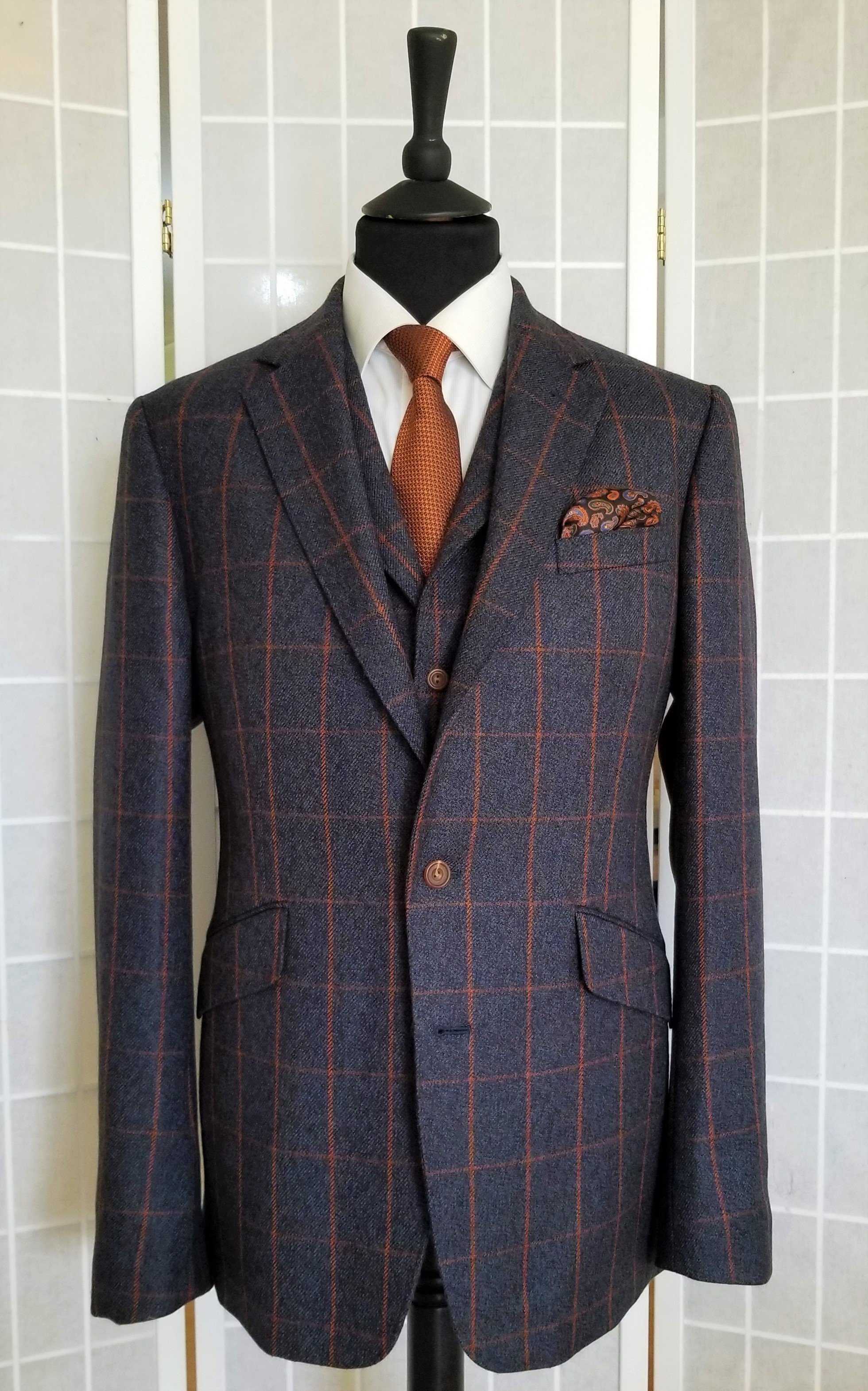 Blue and Orange Check 3 Piece Tweed Suit (5).jpg