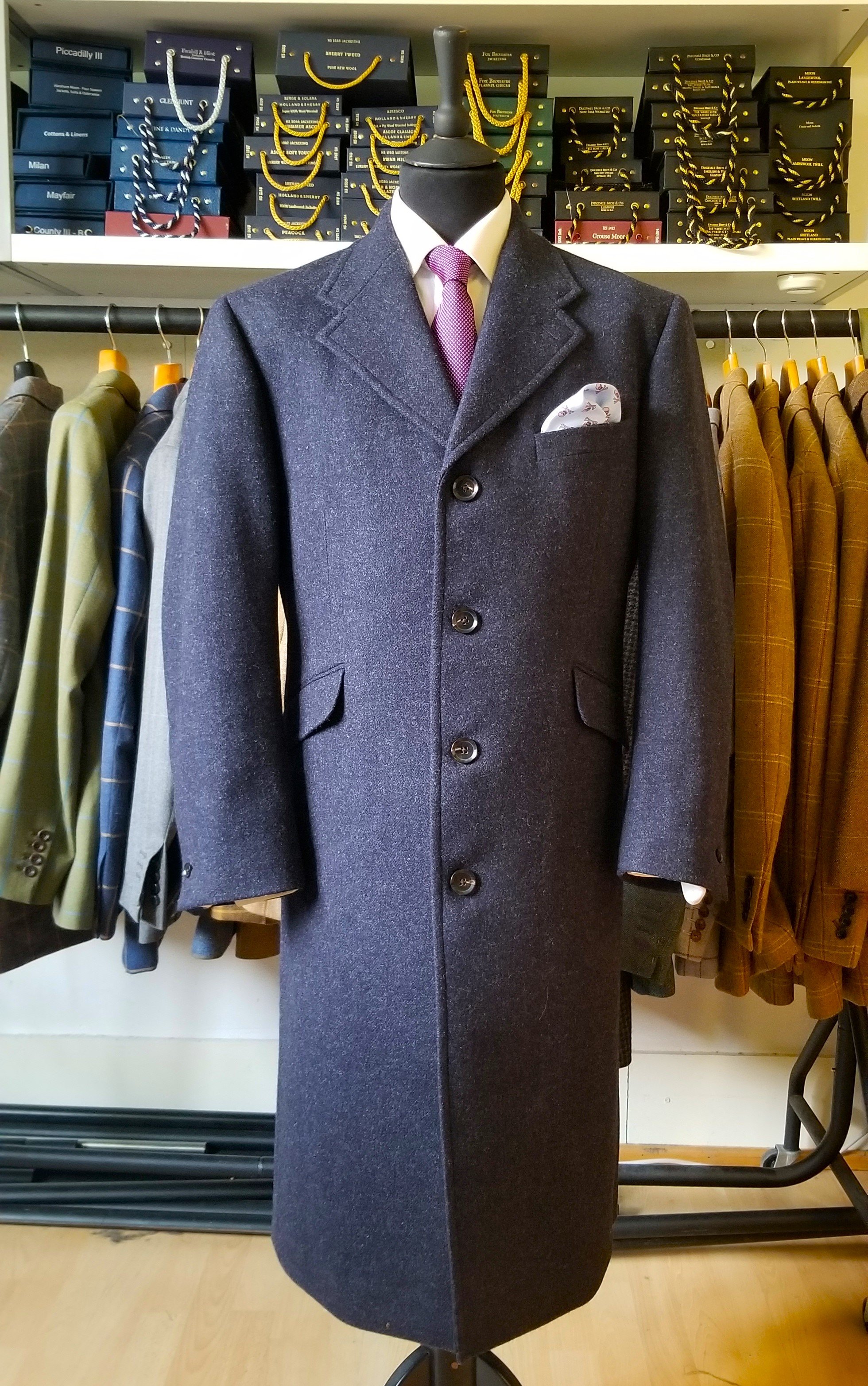 4 Button Single Breasted Overcoat in Heavy Weight Fox Bros Cloth ...