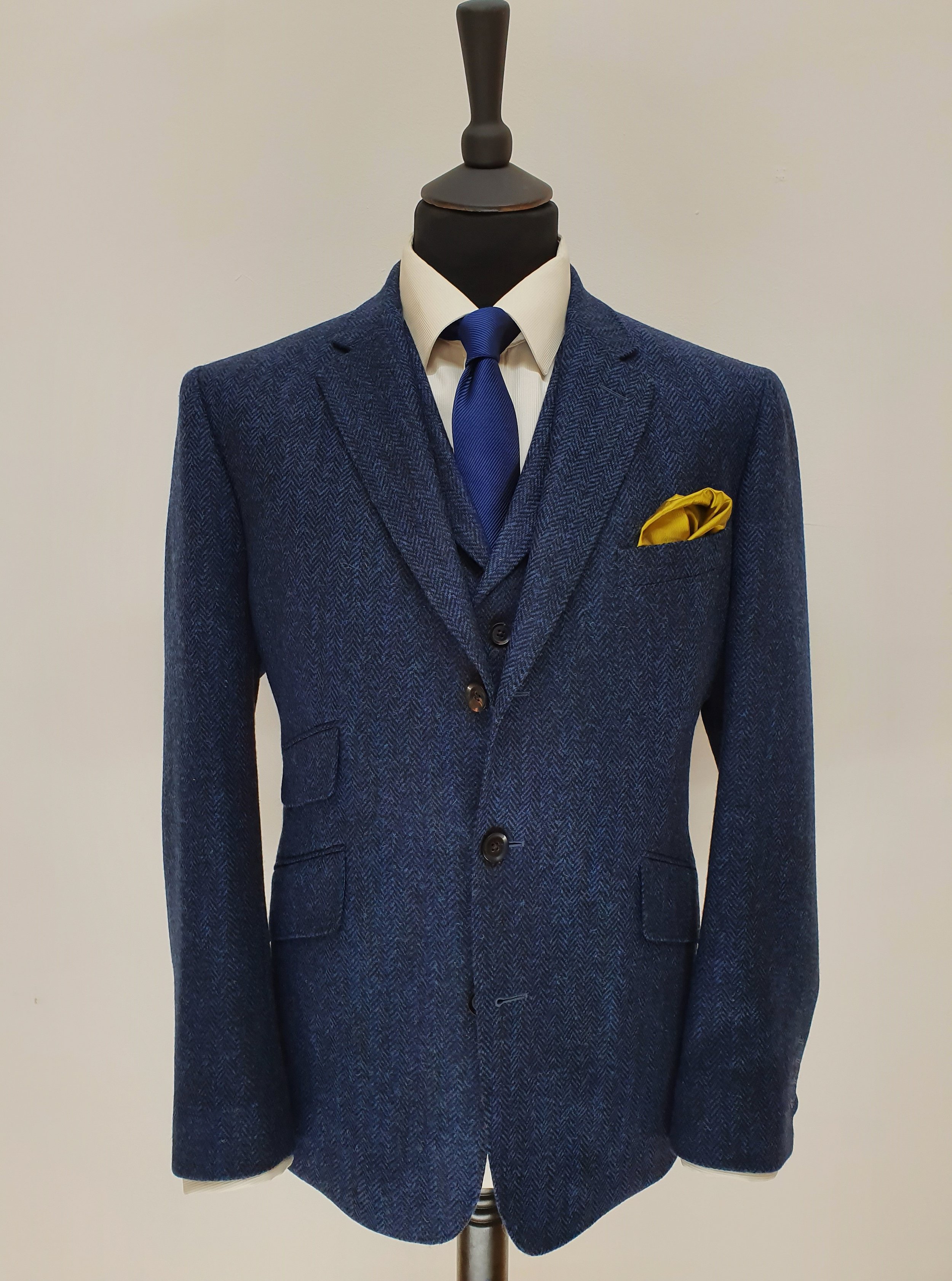 3 Piece Suit in Holland and Sherry Blue Herringbone Tweed (5).jpg