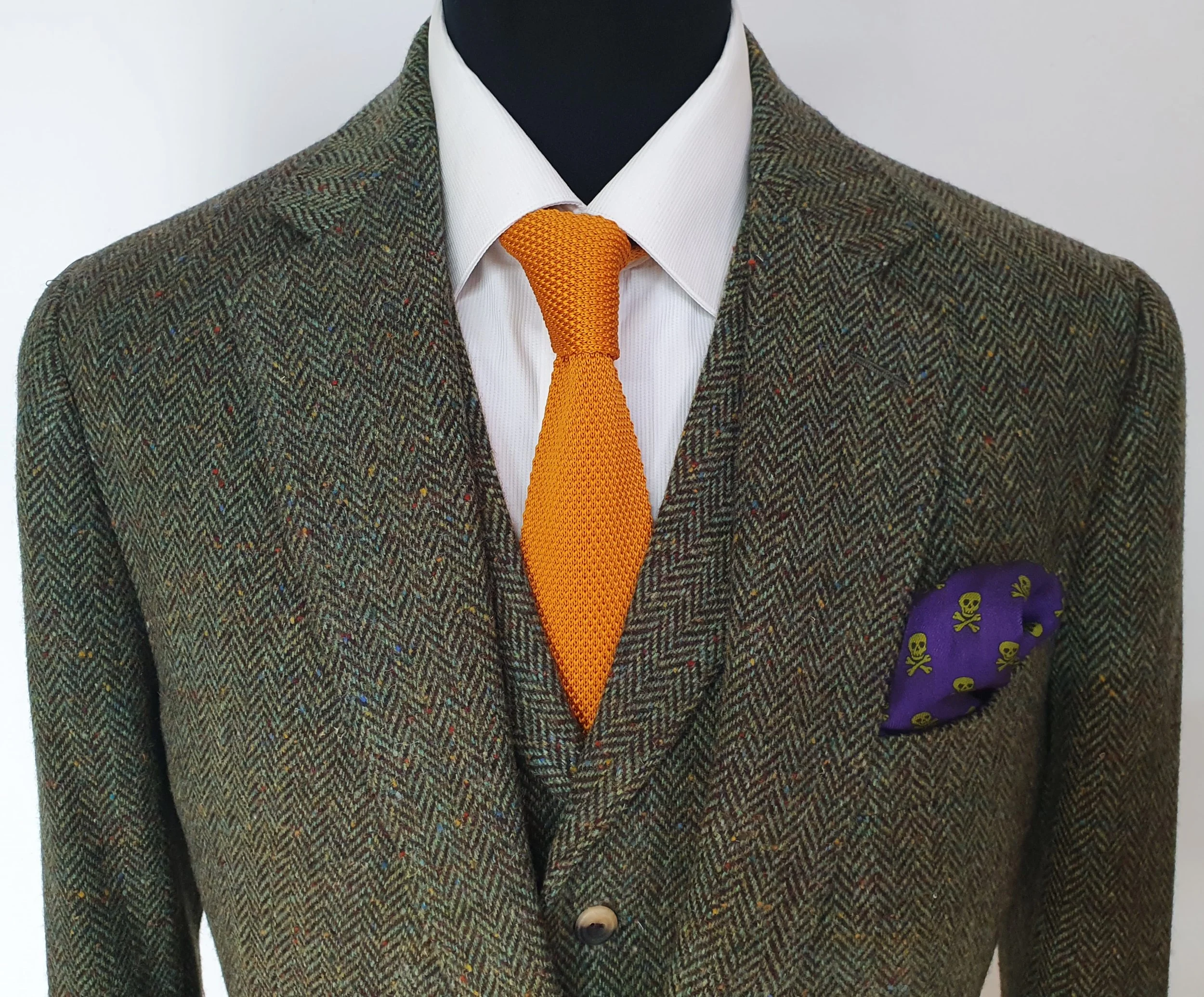 3 Piece Suit in Magee Green Herringbone Donegal Tweed