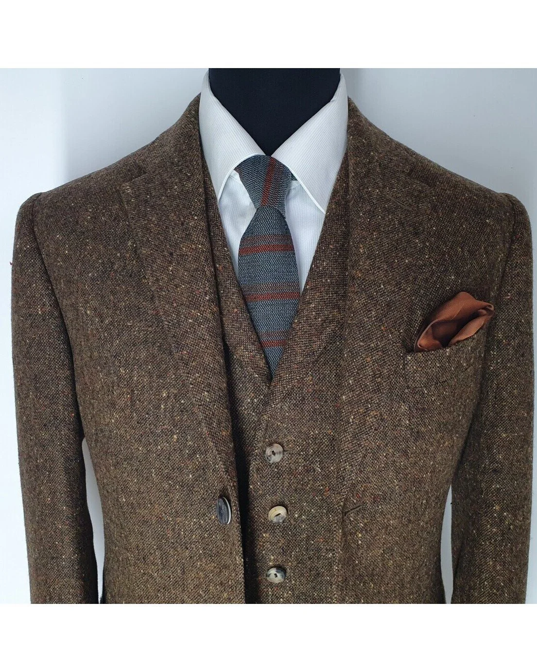 3 Piece Suit in Brown Donegal Tweed by Magee