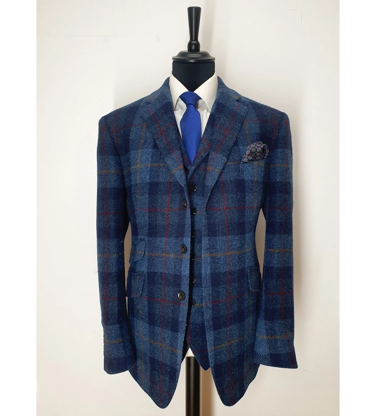 Jacket and Waistcoat in Blue Check Harris Tweed (1).jpg