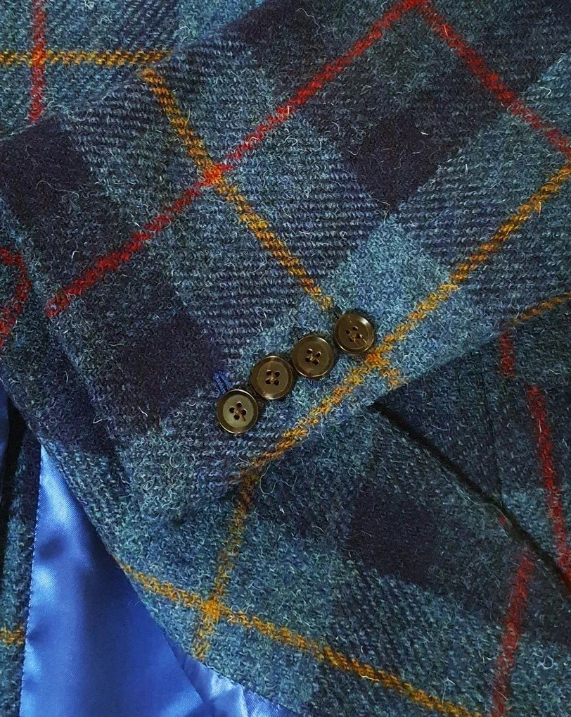 Jacket and Waistcoat in Blue Check Harris Tweed (11).jpg