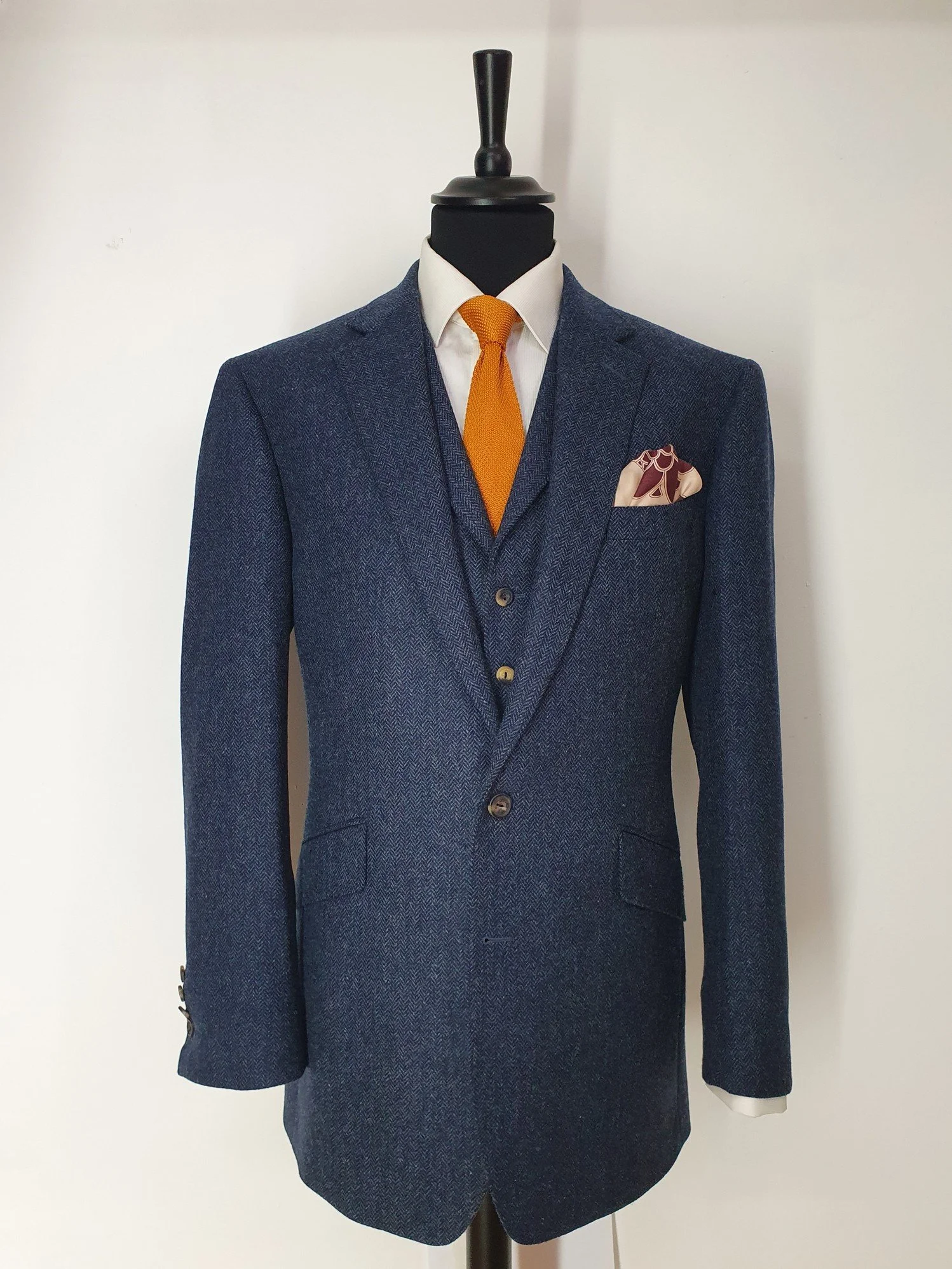 3 Piece Suit in Blue Herringbone Lambswool Tweed (4).jpg