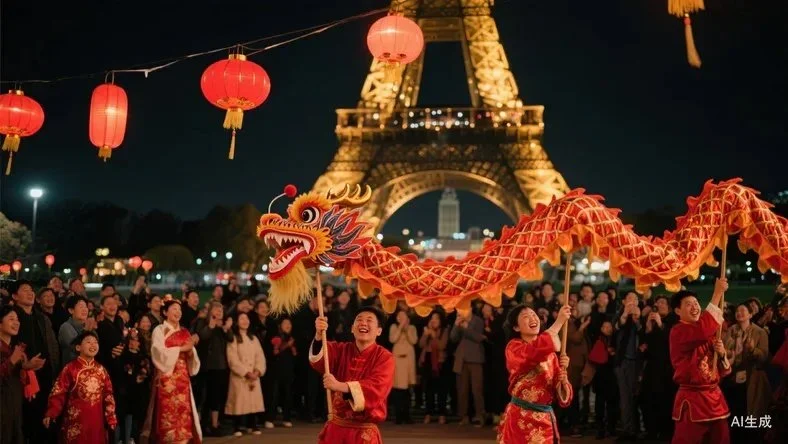 中式潮流，舞龙，过年，春节