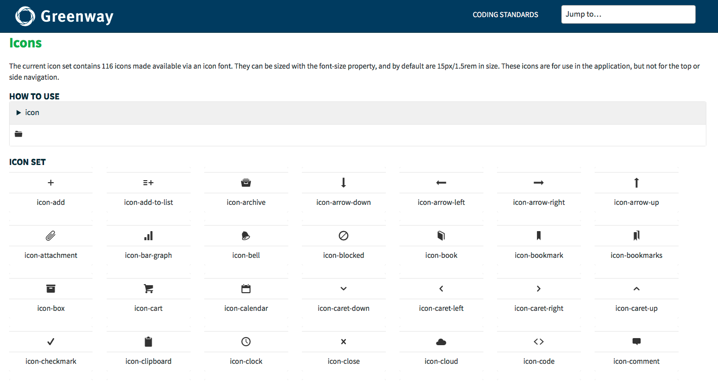 A large icon library was also included, and the markup to add an icon was also shown.