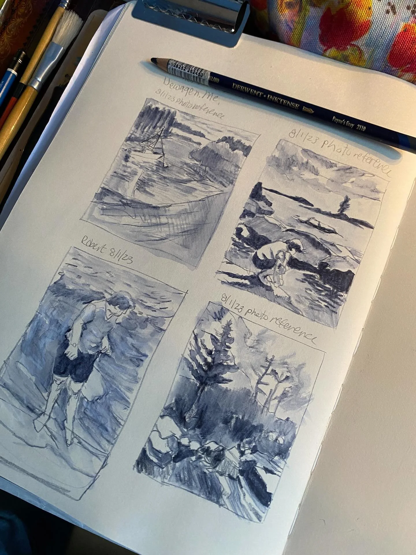 Value studies are where my heart goes when life is chaotic. The need to simplify, simplify, simplify is so appealing and calming. These reference photos are from a trip a few years back at Hendricks Head beach near Boothbay Harbor. We went there for 