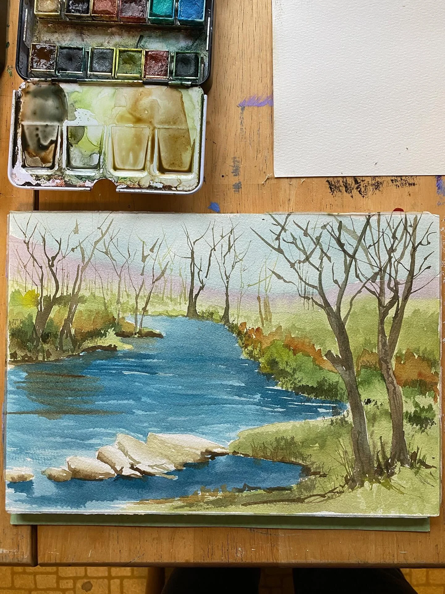 A new client sent me a photo reference to paint a commission. I painted a quick sketch to get her approval before the final piece. I love the energy of the brush strokes versus the final piece that has that feeling of calm and you can walk right into