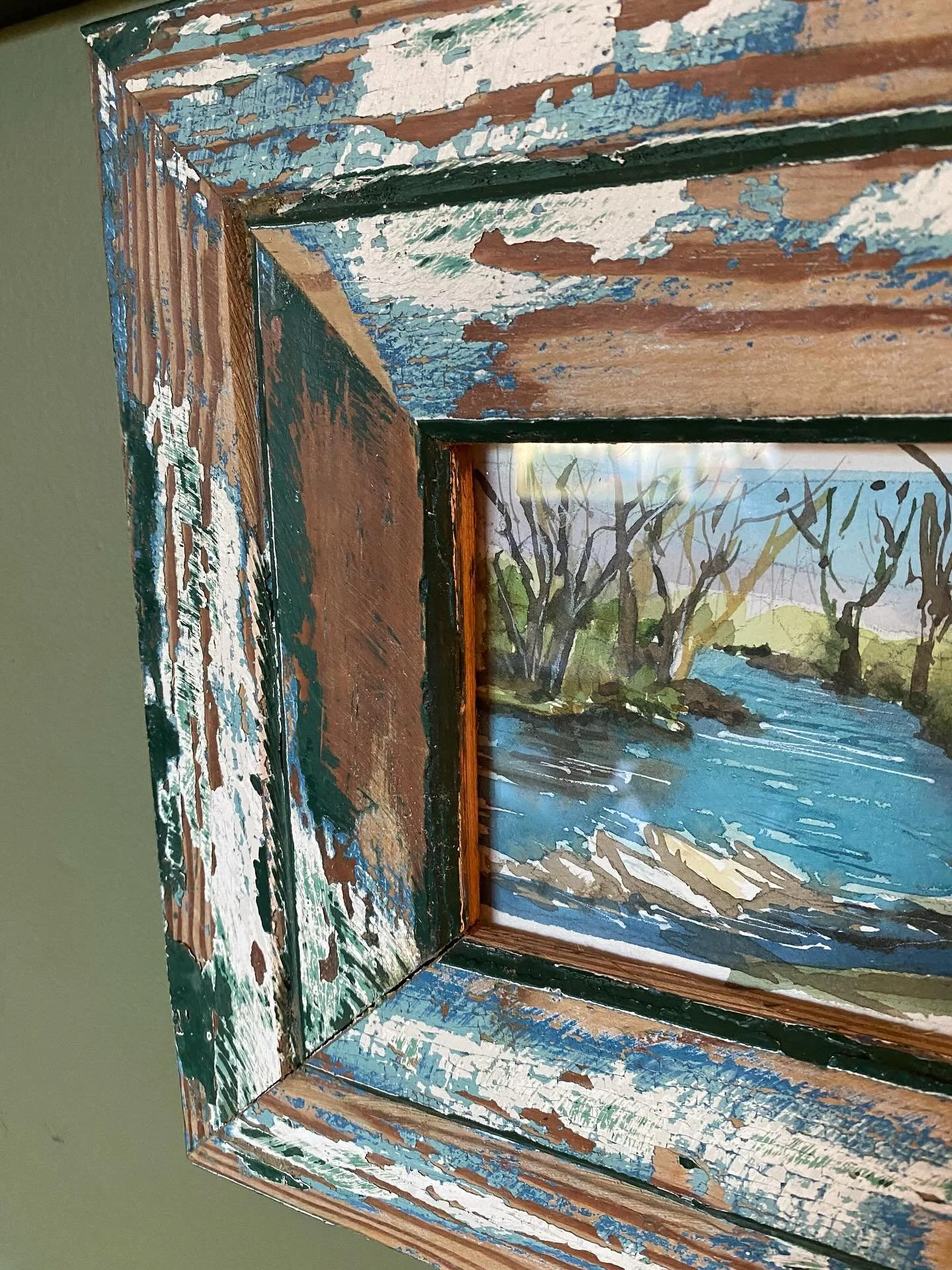 My sista gifted me this beautiful frame made from reclaimed barn wood. I&rsquo;ve been waiting for the right piece to go inside. I love how the frame colors complement the art. Slowly building this gallery wall has been a fun-filled treasure hunt adv