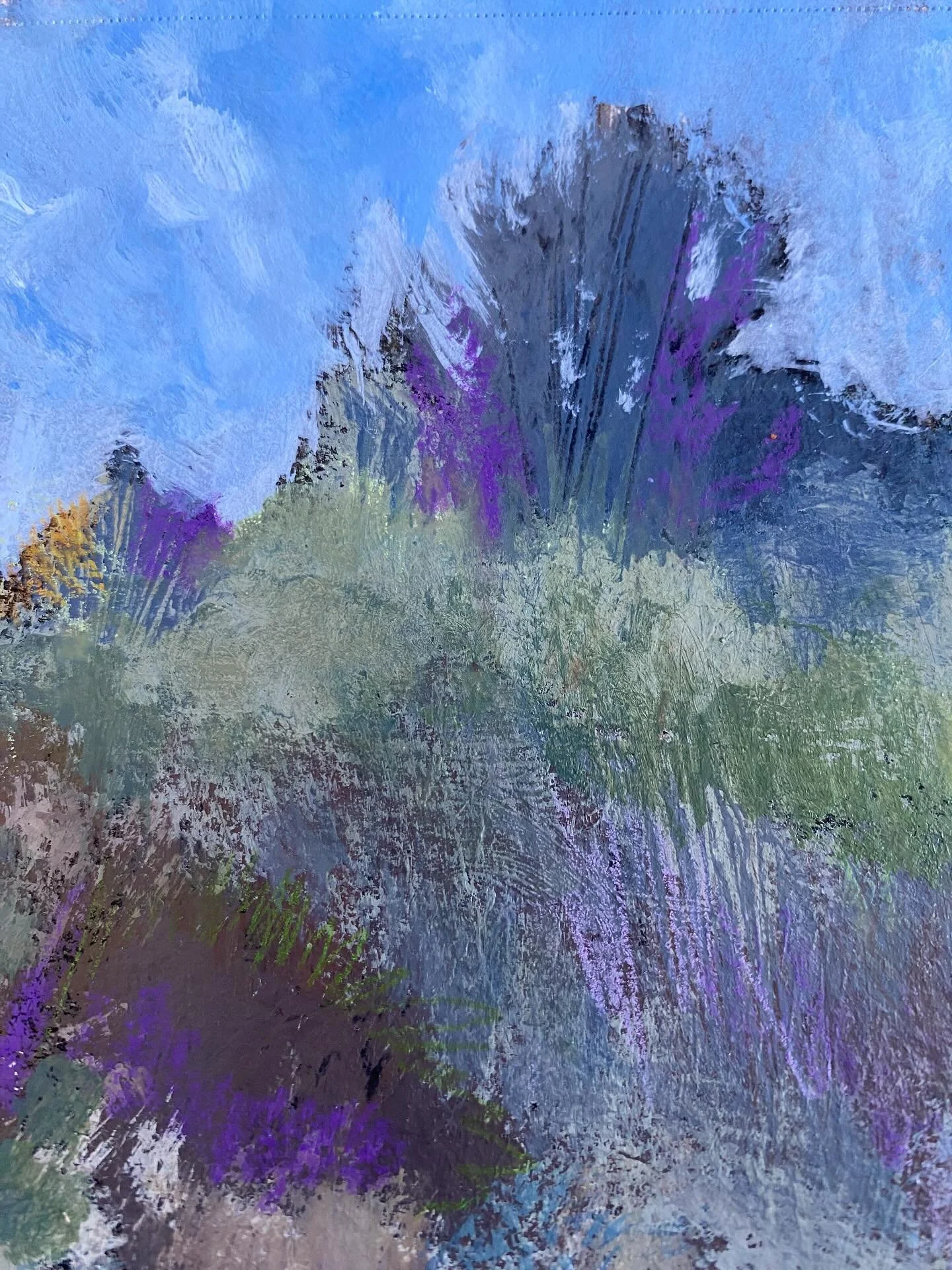 Well this was a fun surprise. Working from a photo as reference and choosing colors that I felt explained the moment. A visual diary of sorts. It was a beautiful breezy autumn day with lots of movement and scents of pine and leaves. 
.
Sketchbooks ma