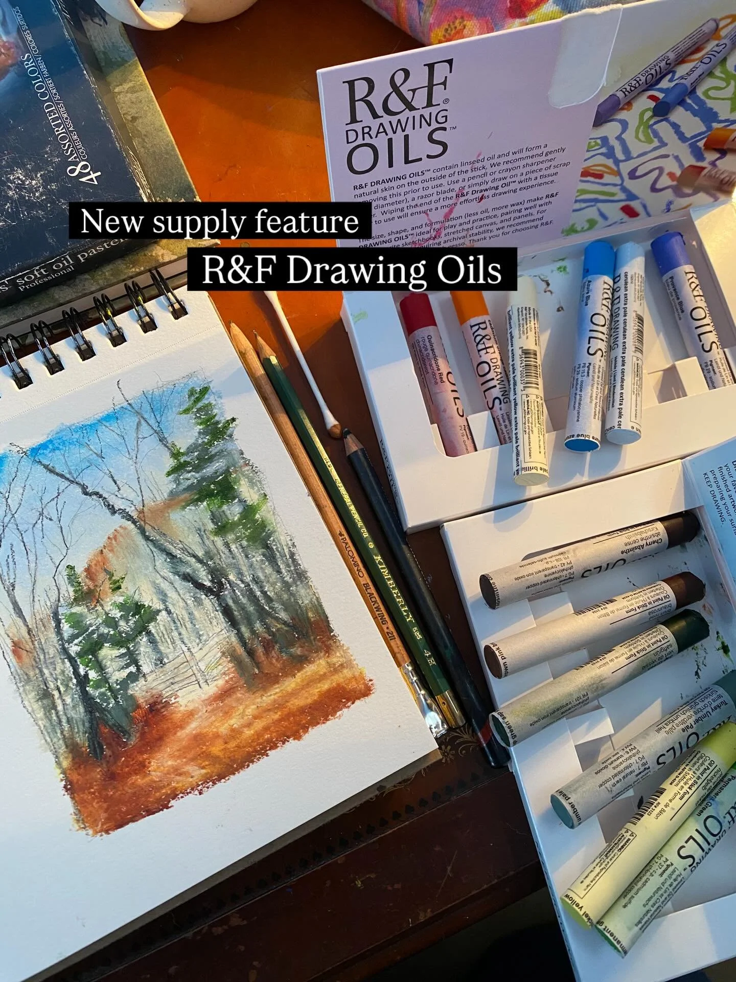 I loved playing with these drawing oils from @rfpaints yesterday. They layered, smudged and drew like butter. You can scrape away and draw over the oily surface with graphite and charcoal. They were a dream to create with and thoroughly enjoyed sketc