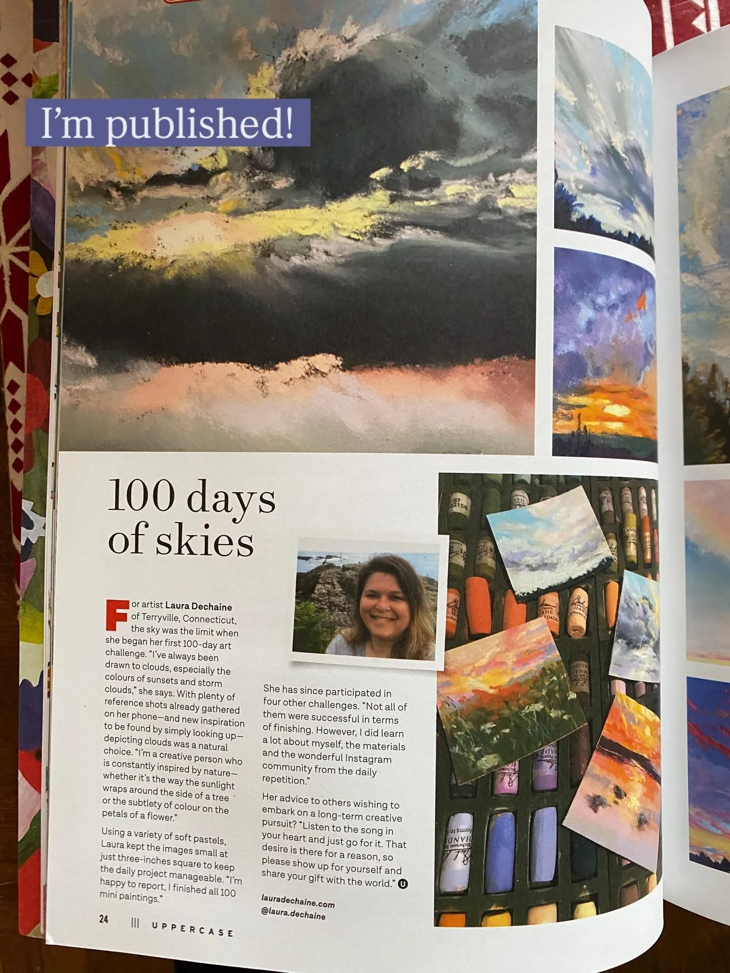 What a perfect way to start the new year. This came in the mail yesterday, my copy of Uppercase Magazine! Guess who is published inside?!! (Pages 24-25) Thank you @uppercasemag for considering and including my work in the sky element section in issue