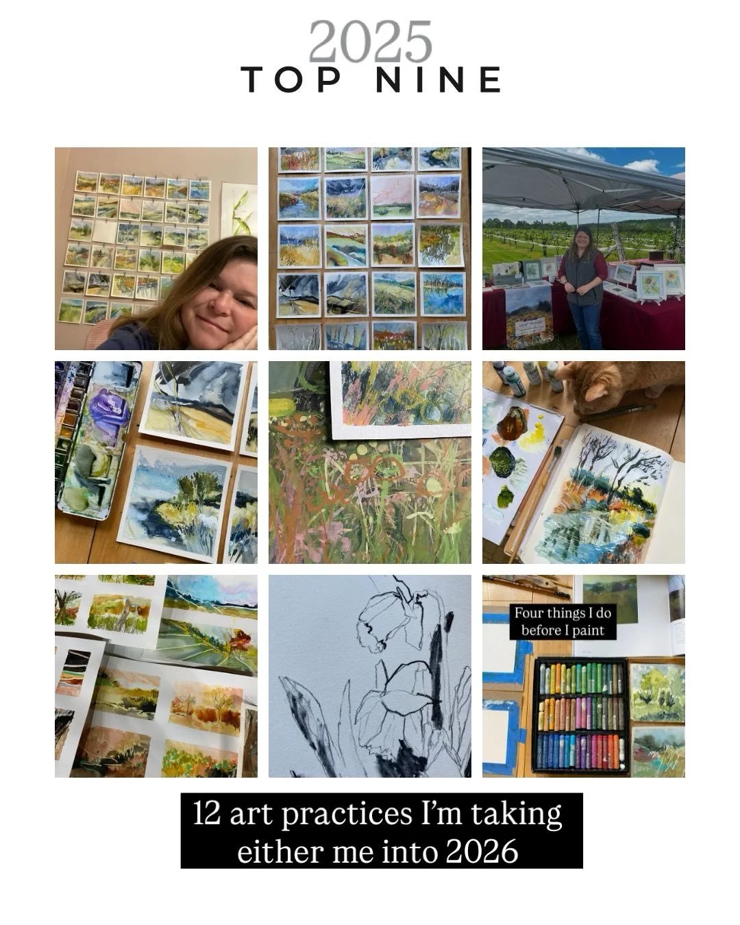 Top nine (month by month) from 2025. Very interesting to see the evolution of the work. I call it my incubation year, meaning  what I&rsquo;ve learned and what I need more of. 

Here&rsquo;s a list of what I&rsquo;m taking into this new year. Some on