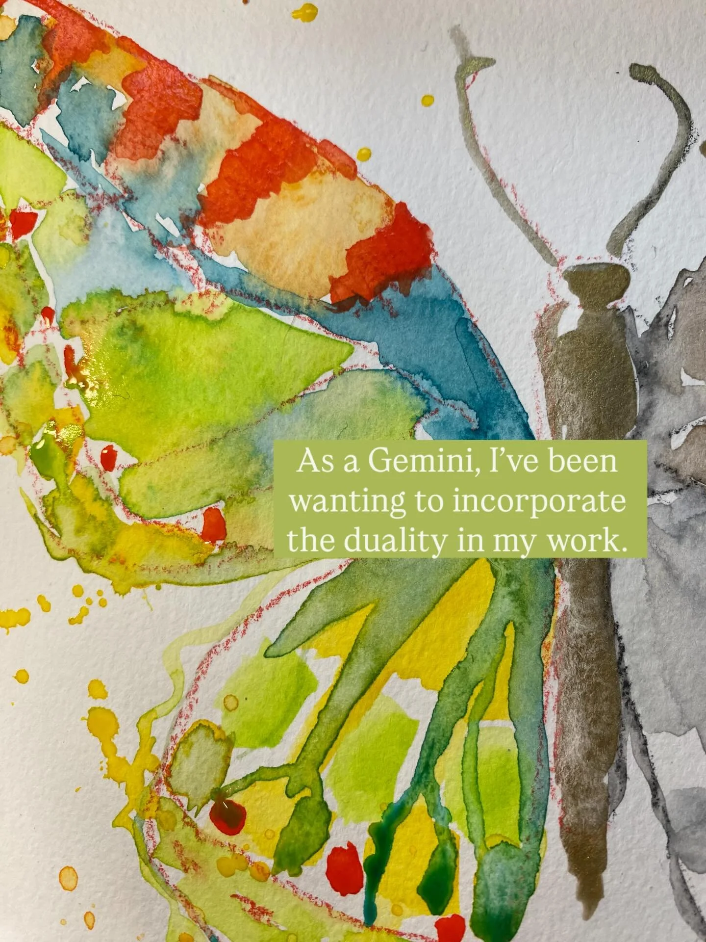 I had an idea last month that I&rsquo;ve been wanting to try. As a Gemini, the duality of personality and behavior is intriguing and I&rsquo;ve been wanting to explore the idea in my work. The butterfly is perfect subject. She is symmetrical, colorfu