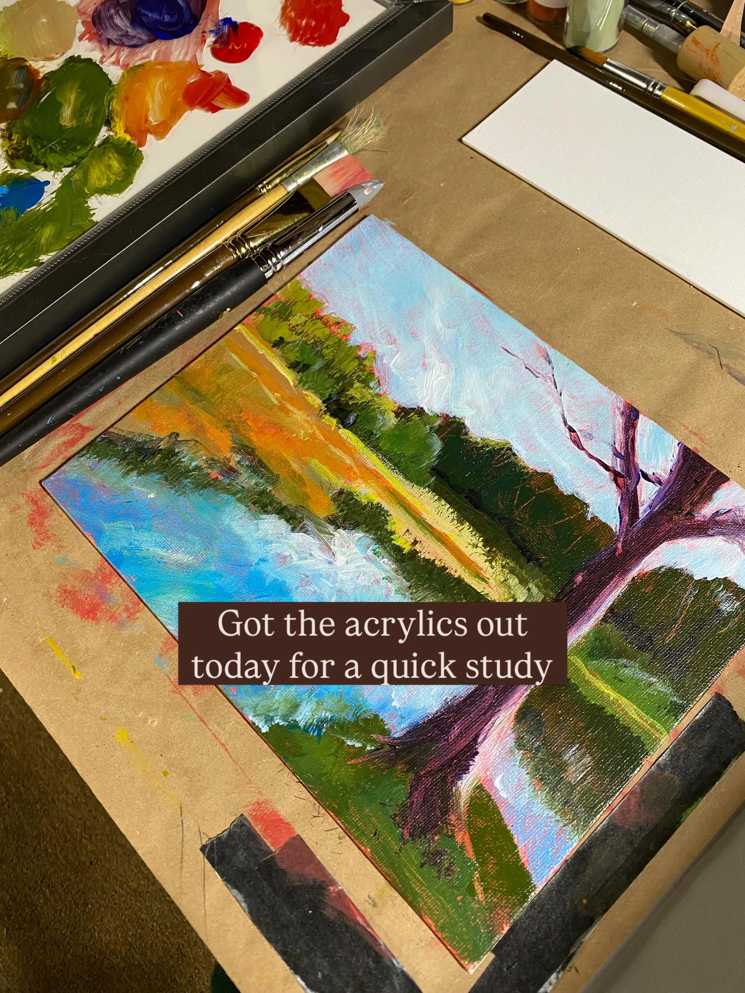 Today I grabbed an old photo reference and 6 colors, primary red, cad yellow, primary blue, white and black plus burnt umber as my extra choice. 

What I learned:
1 How much I love mixing colors
2 Creating loose shapes and adding a pop of color 
3 La