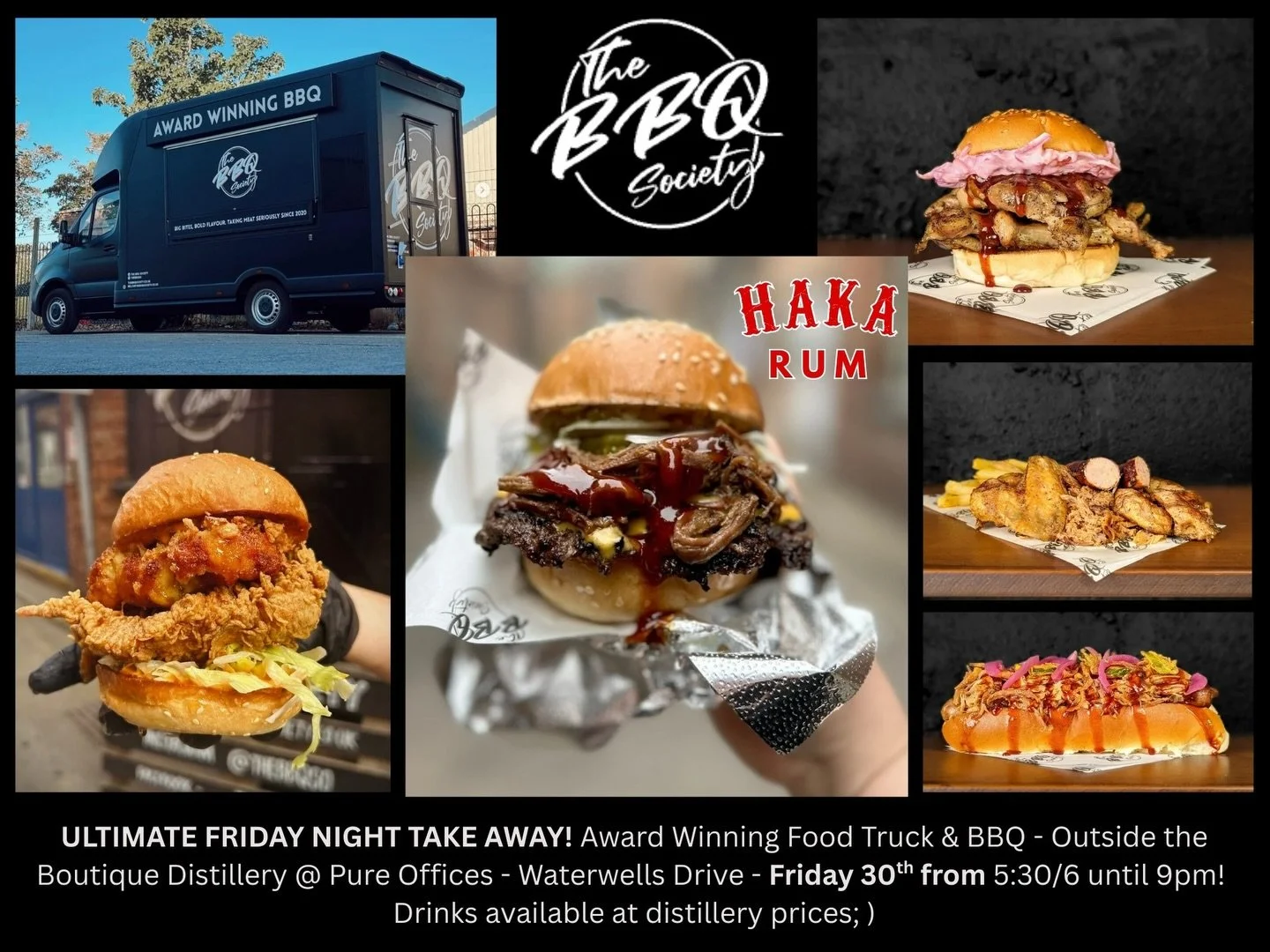 Ultimate Friday Night Take Away (30th Jan) at the distillery in Quedgeley catered by flaming legends @thebbqso 🔥 🔥🔥
.
.
#bbqsociety #hakarum #foodtruck #gloucestershire #quedgeley