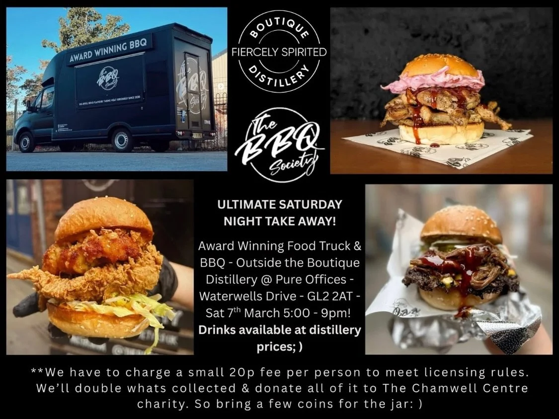 Reminder that we are kicking off BBQ season TONIGHT with The BBQ Society down at The Boutique Distillery for 5-9pm 🔥🔥🔥
Distillery prices on drinks🍻
*Challenge 25 so bring I.D. 
.
#hakarum #bbqsociety #streetfood #quedgeley #gloucesterfood