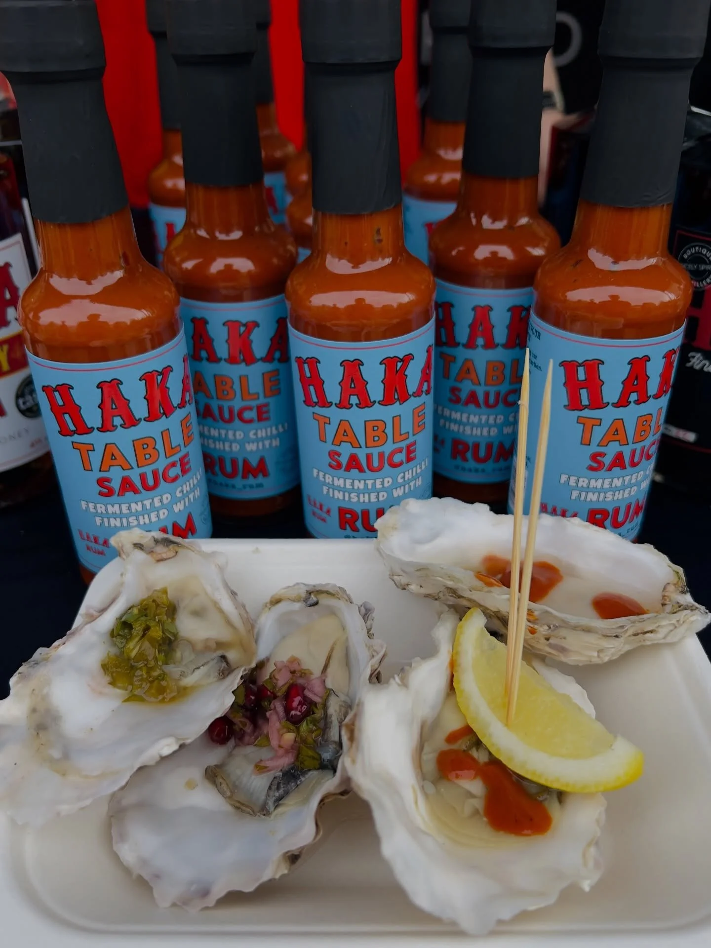 Serious Foodie Upgrade🚨 
Forget Tabasco!! 
Haka TABLE Hot Sauce made with 4 varieties of fermented chillies (6-7 months), our own special spice blend and a reduction of our 2 star Great Taste award winning rum sploshed over fresh Dart Oysters for th