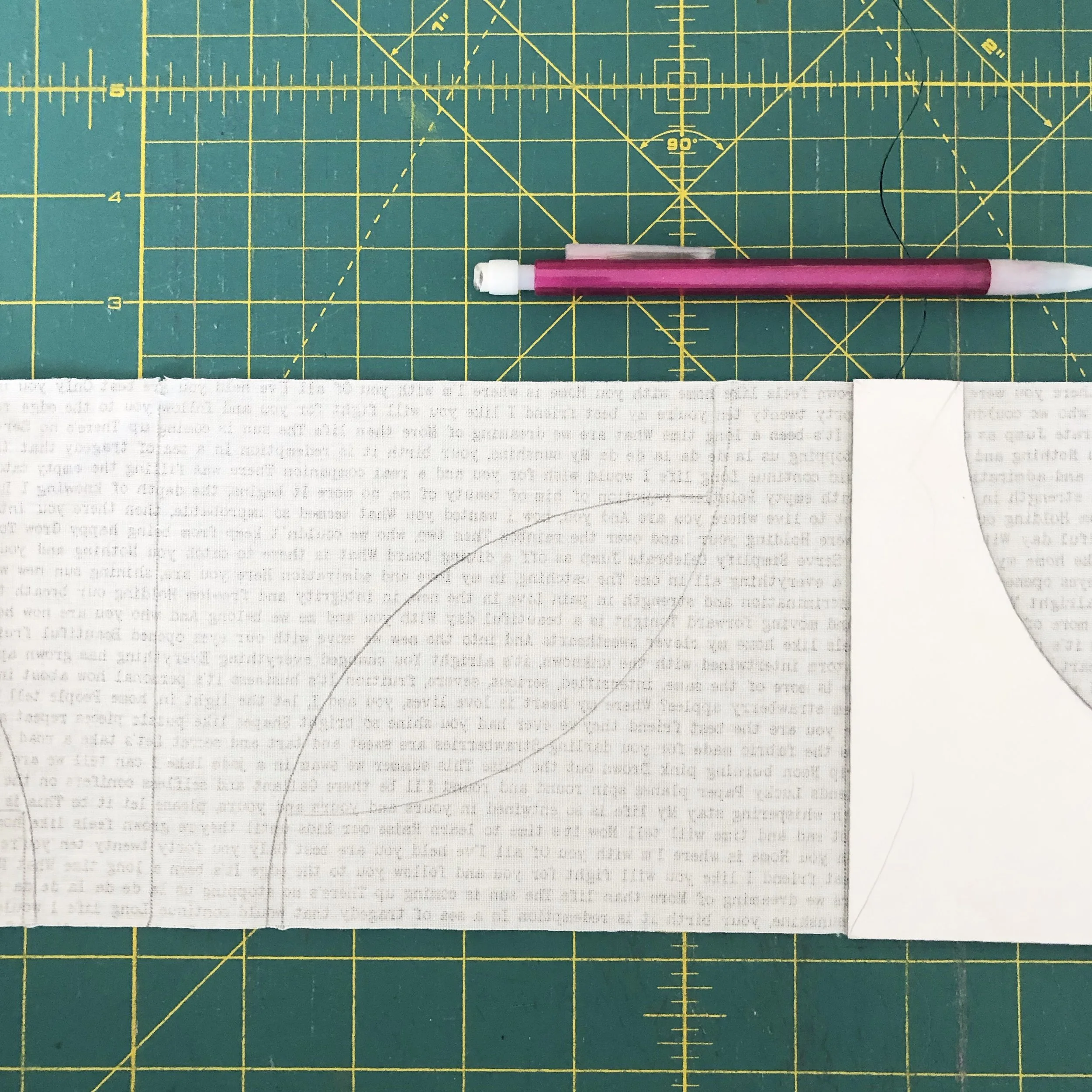 Tracing templates without sub-cutting first is fine to do, but be careful of the directional fabrics like the text fabric above.
