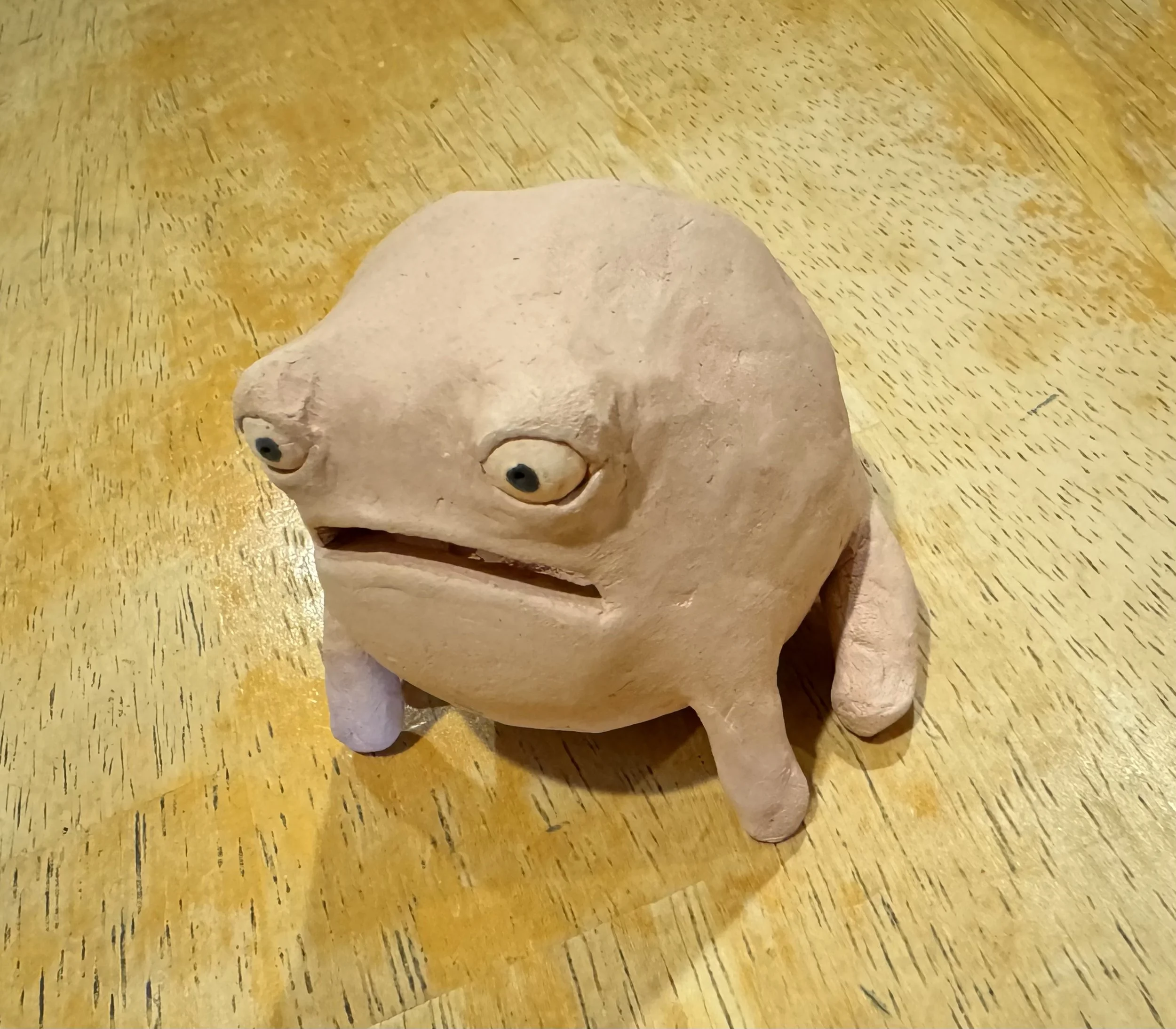   Kathy Ho    Hopping Mad , 2026  Ceramics   Description:  This angry desert rain frog is feeling a bit empty inside. 