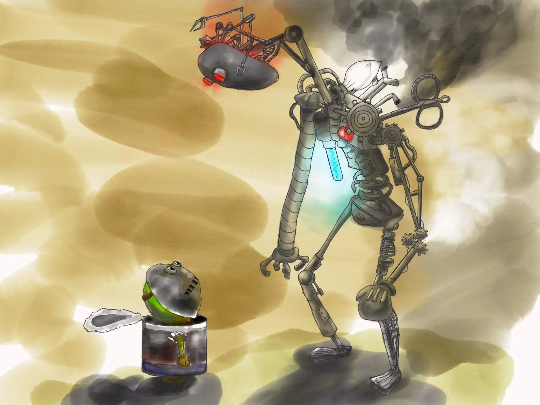   Bill Yen    Imitation 1 , 2016  Procreate on iPad   Description:  A frog in an industrialized world.   Artist background:  My art portfolio can be found on here:  https://photos.app.goo.gl/5v99VyWBUHAcq2Ub9  
