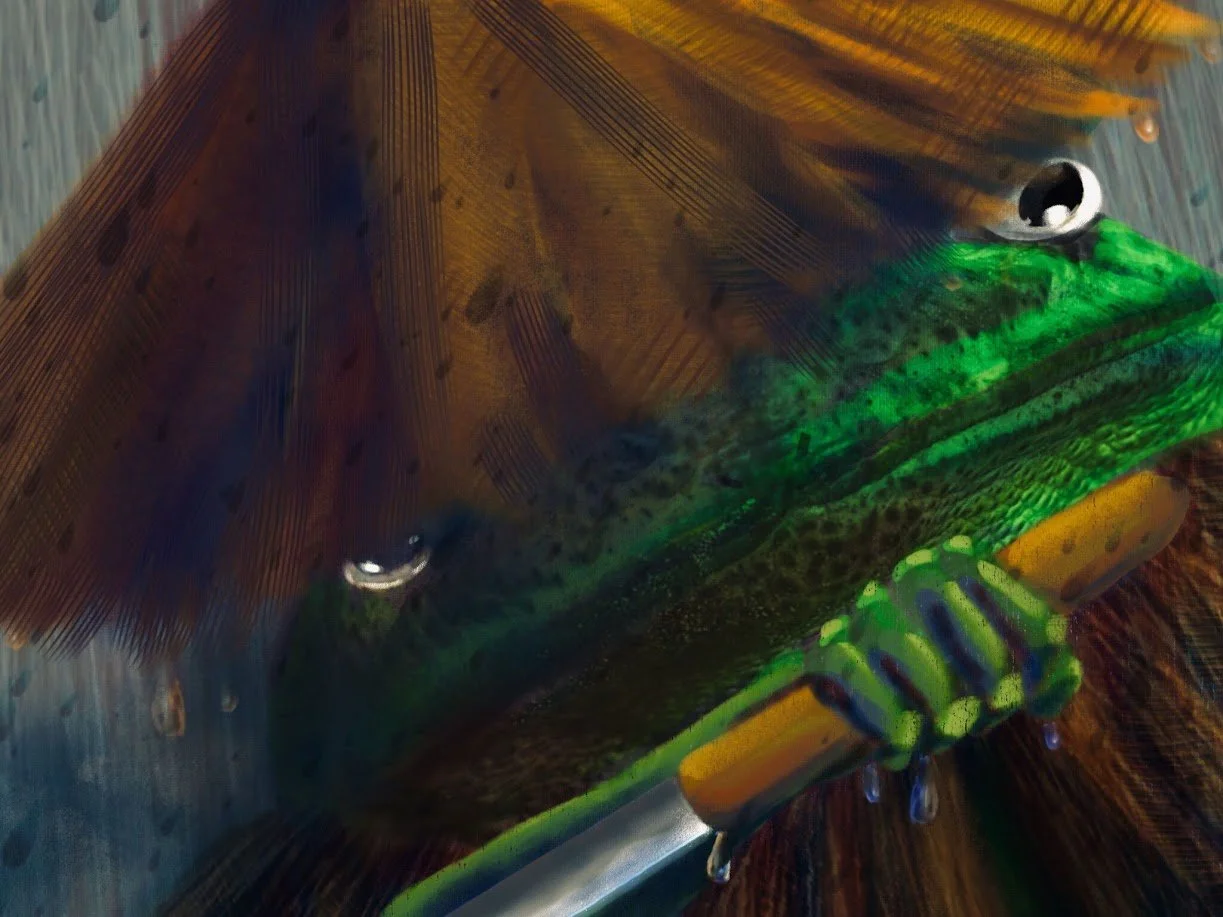   Bill Yen    Samurai , 2019  Procreate on iPad   Description:  Froggy samurai who fights in the shade.   Artist background:  My art portfolio can be found on here:  https://photos.app.goo.gl/5v99VyWBUHAcq2Ub9  