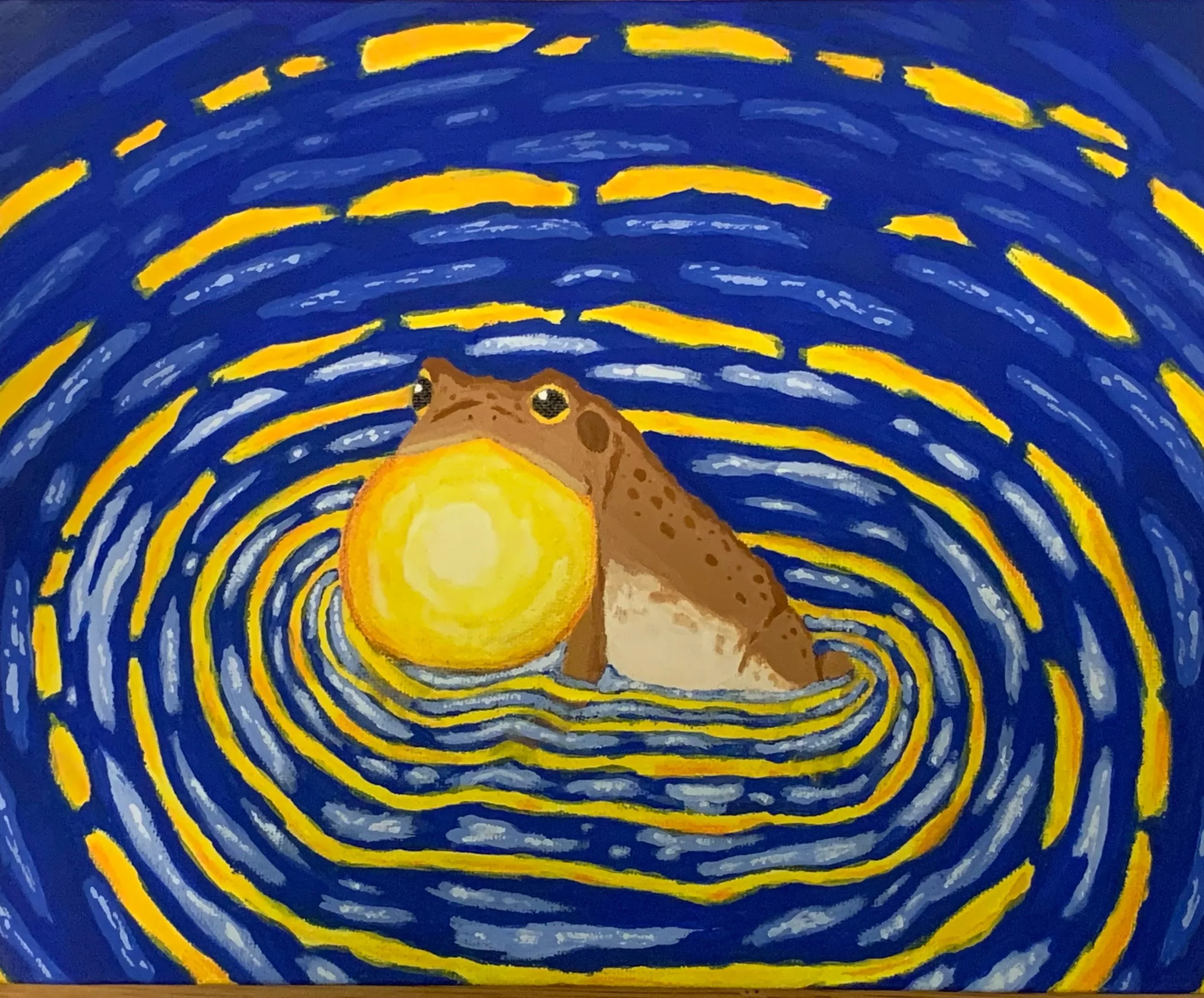   Randi Noel    Strait From the Soul , 2026  Acrylic paint and canvas board   Description:  Features an American Toad calling out with all he’s got. 