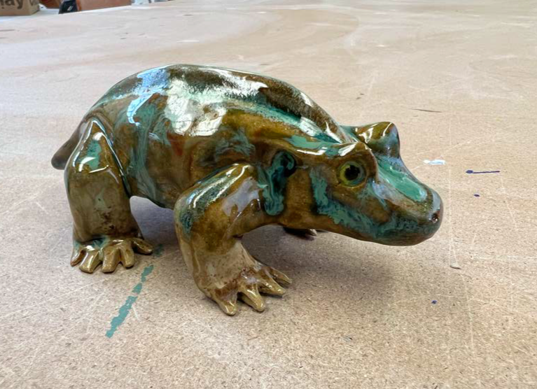   Ann Chang    Cacops , 2025  Ceramic   Description:  As an AmphibiaWeb Steering member, I get to hear about all sorts of cool things about frogs. One of the things that came up was Cacops, a prehistoric Lissamphibia , which may have been ancestor to