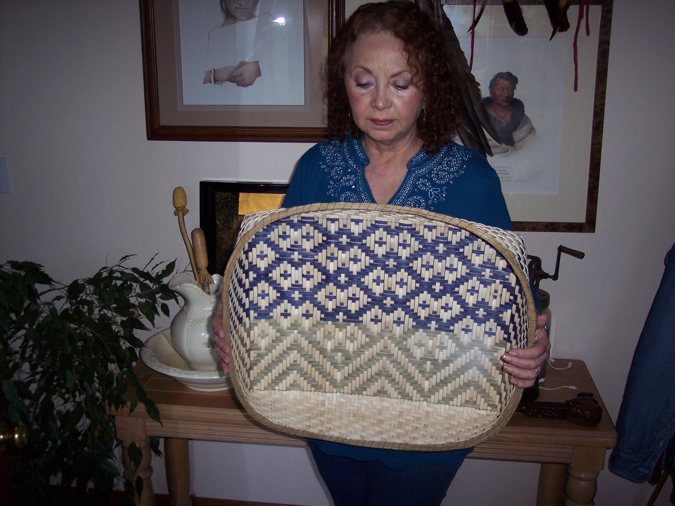 Annette holding Parks' Commission - Basket made of Reed