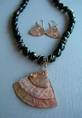 Pounded Necklace and Earrings