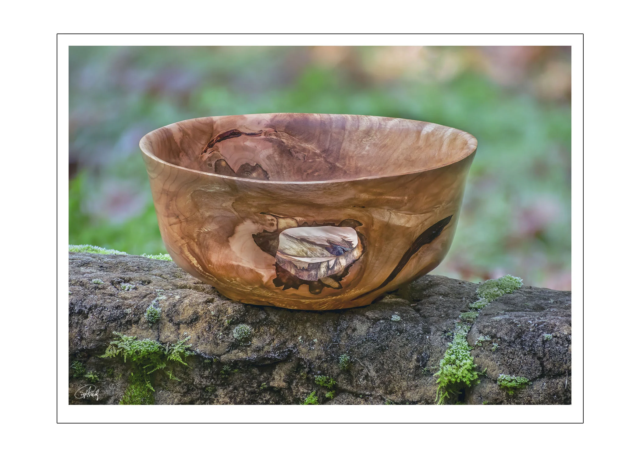Decorative Maple Bowl with Bark Inclusion