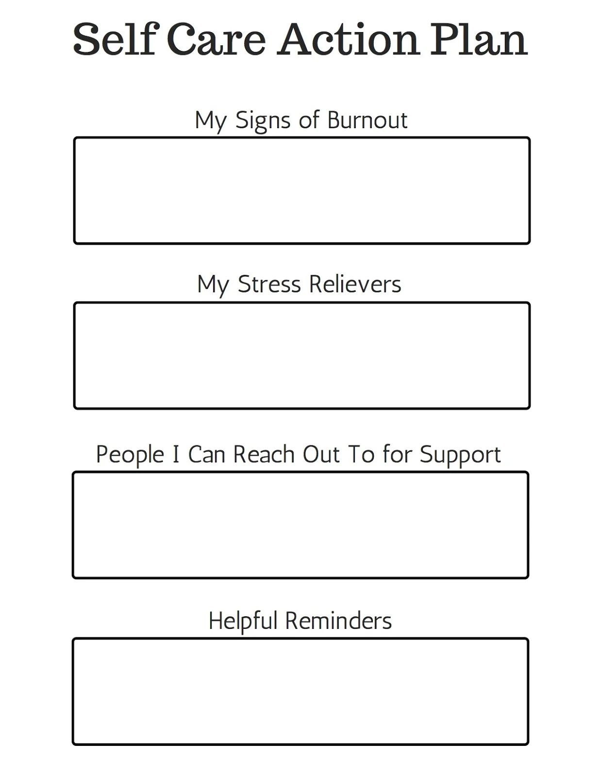 Printable Self Care Activity Worksheets