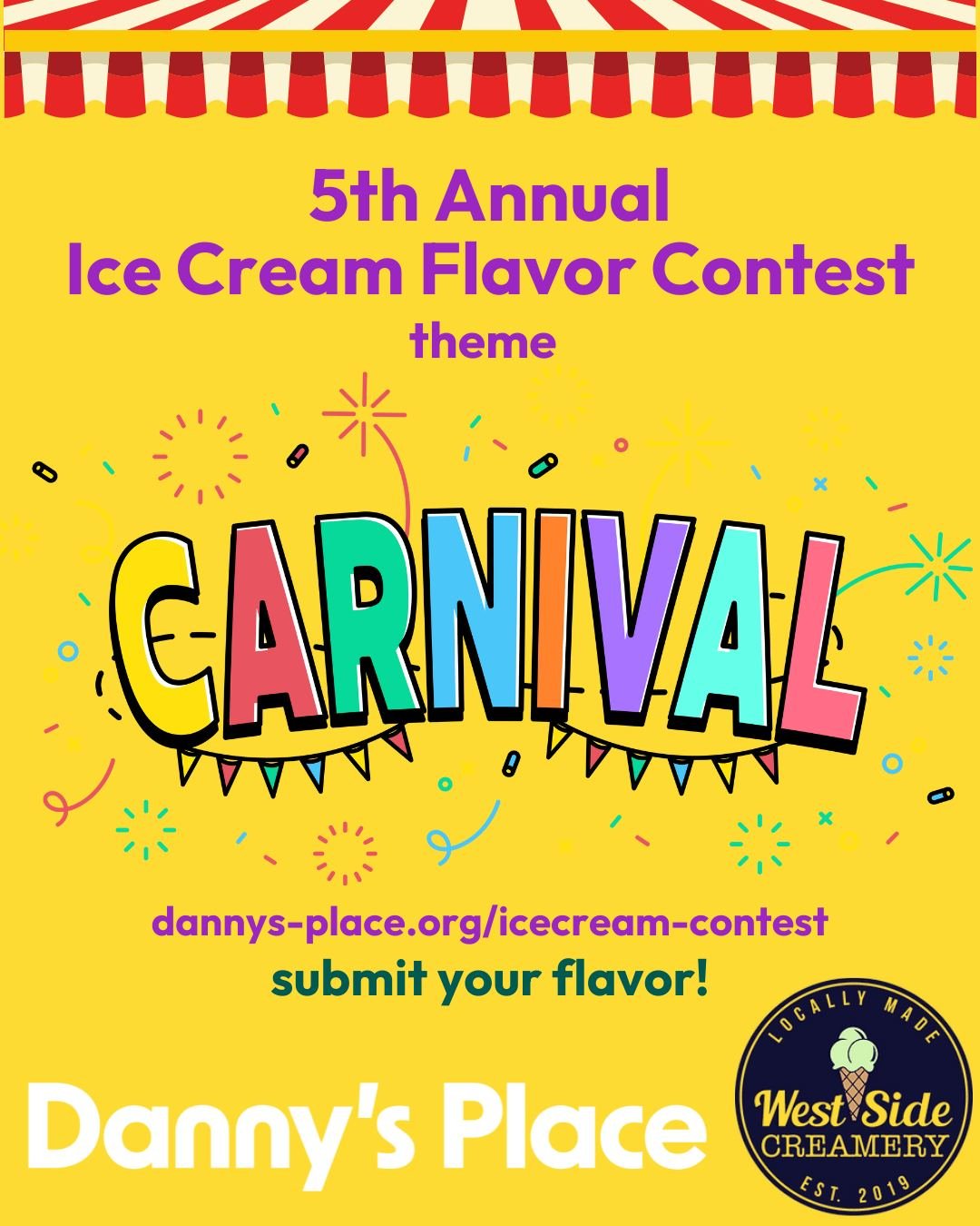 🎡🍦 5th Annual Ice Cream Flavor Contest! 🎠🍦 

It's time for our 5th annual Ice Cream Flavor Contest, and this year we're going all out with a Carnival theme! 🎪🎢

Gather your team and start dreaming up the most fun, colorful, and carnival-inspire