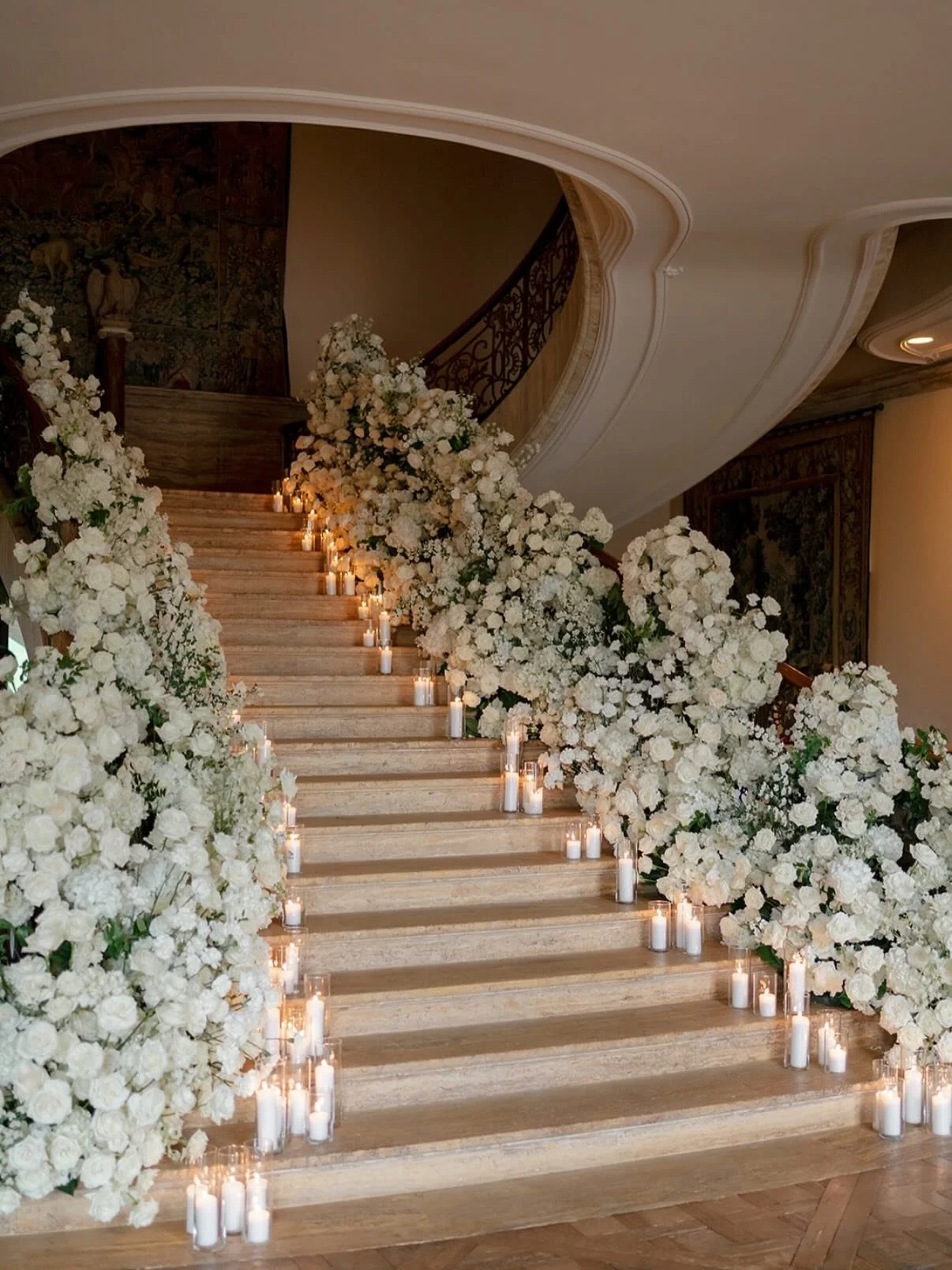 the staircase of our literal dreams ✨ ☁️ 🤩 
.
.
Planning &amp; Design: @copperandchloe 
Floral Design &amp; Event Branding: @wileevents 
Venue: @tpcjasnapolanaweddings 
Photography: @magdalenastudios 
Content Creator: @digitalsbydelaney 
Hair: @beyo