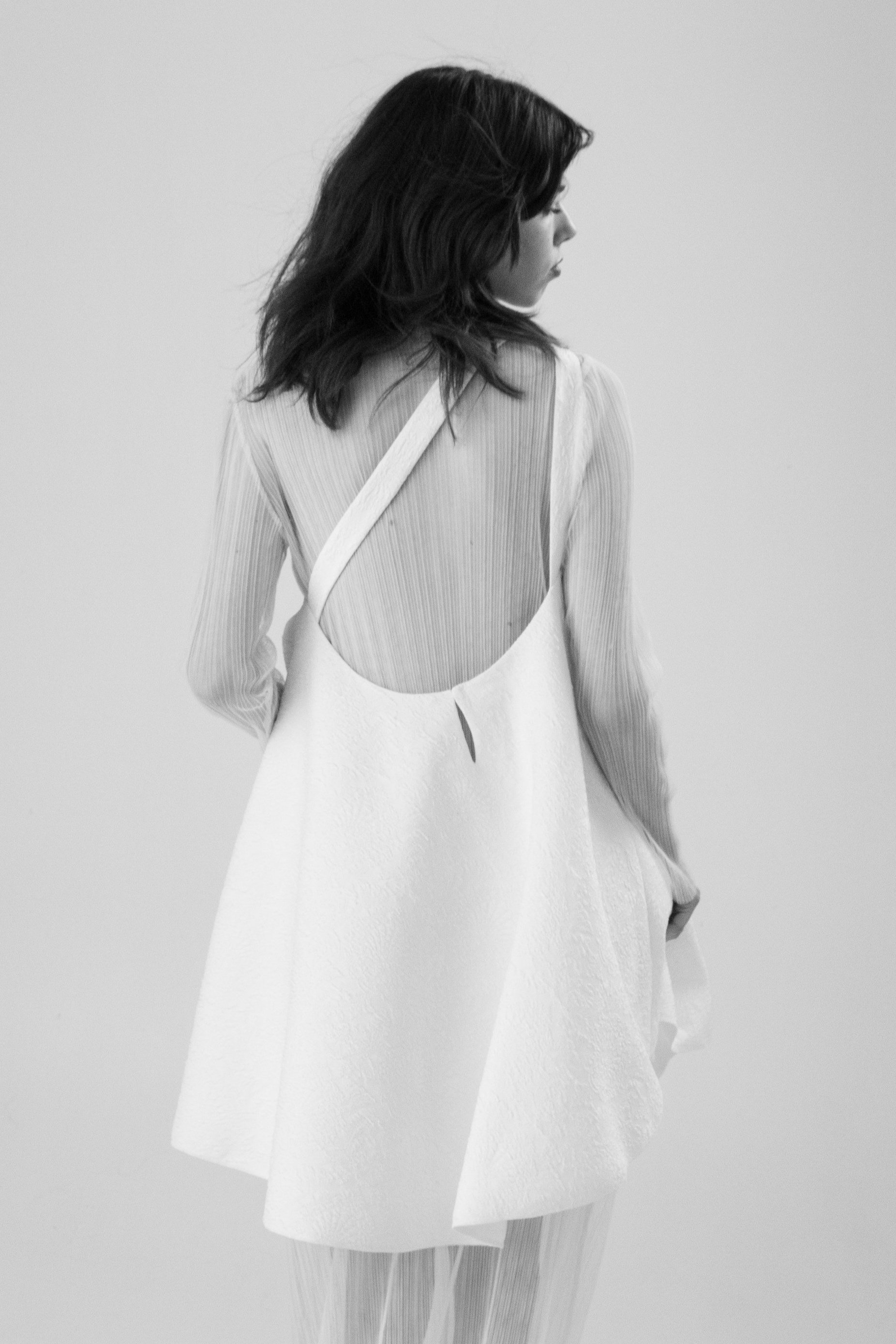 Laura short civil wedding dress with Thara bridal dress