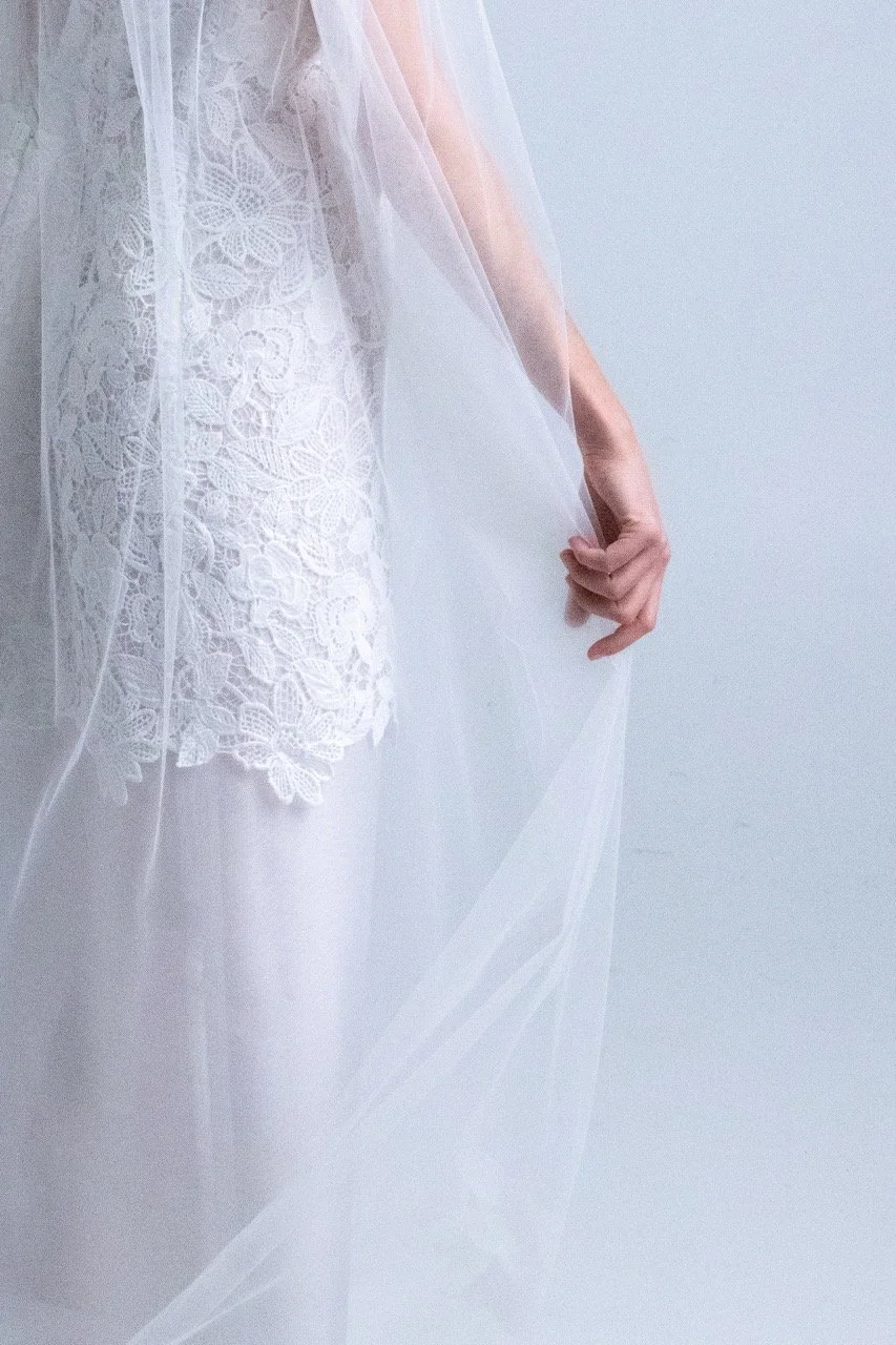 Odile short civil wedding dress with veil