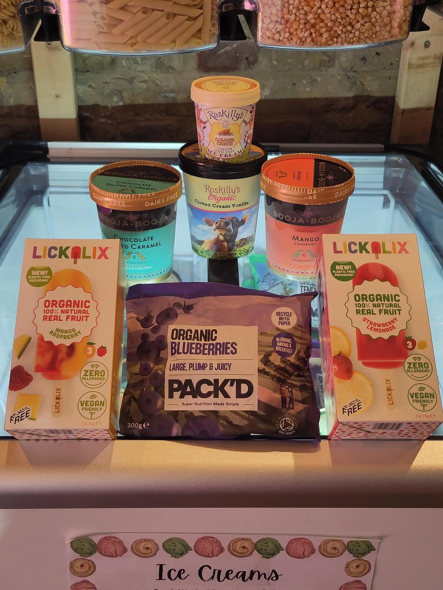 MORE new freezer items; blueberries, ice lollies, vanilla and caramel crunch dairy ice cream, vegan ice cream (chocolate salted caramel and mango & raspberry).
Come and check them out.
#organicfood #organicicecream #veganicecream #frozenberries