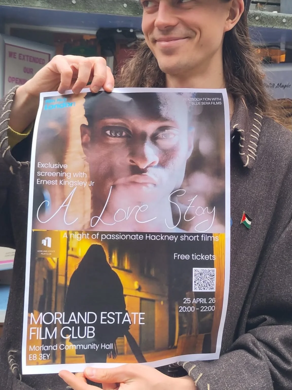 Free film night from @morlandestatefilmclub 
Short films by Hackney film makers. 
Morland Community hall E8 3EY
Saturday 25th April 
20:00-22:00
Free tickets via link in their bio 

#shortfilms #localclub #hackneyevents #lovehackney