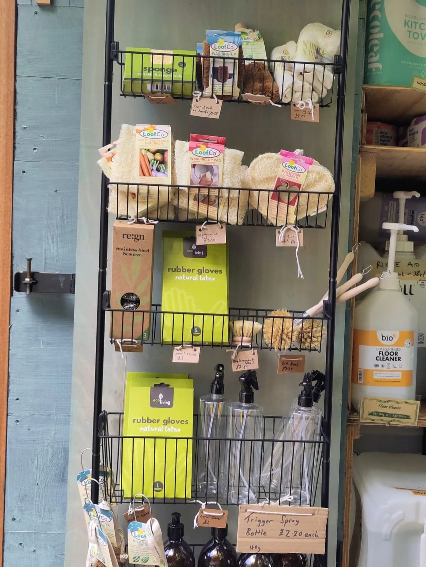 Have you seen our new outside display rack is filling up?
What other cleaning accessories would you like us to stock? 

#ethicallifestyle #naturalcleaning #plasticfreecleaning #plasticfreelivinguk #reuserevolution