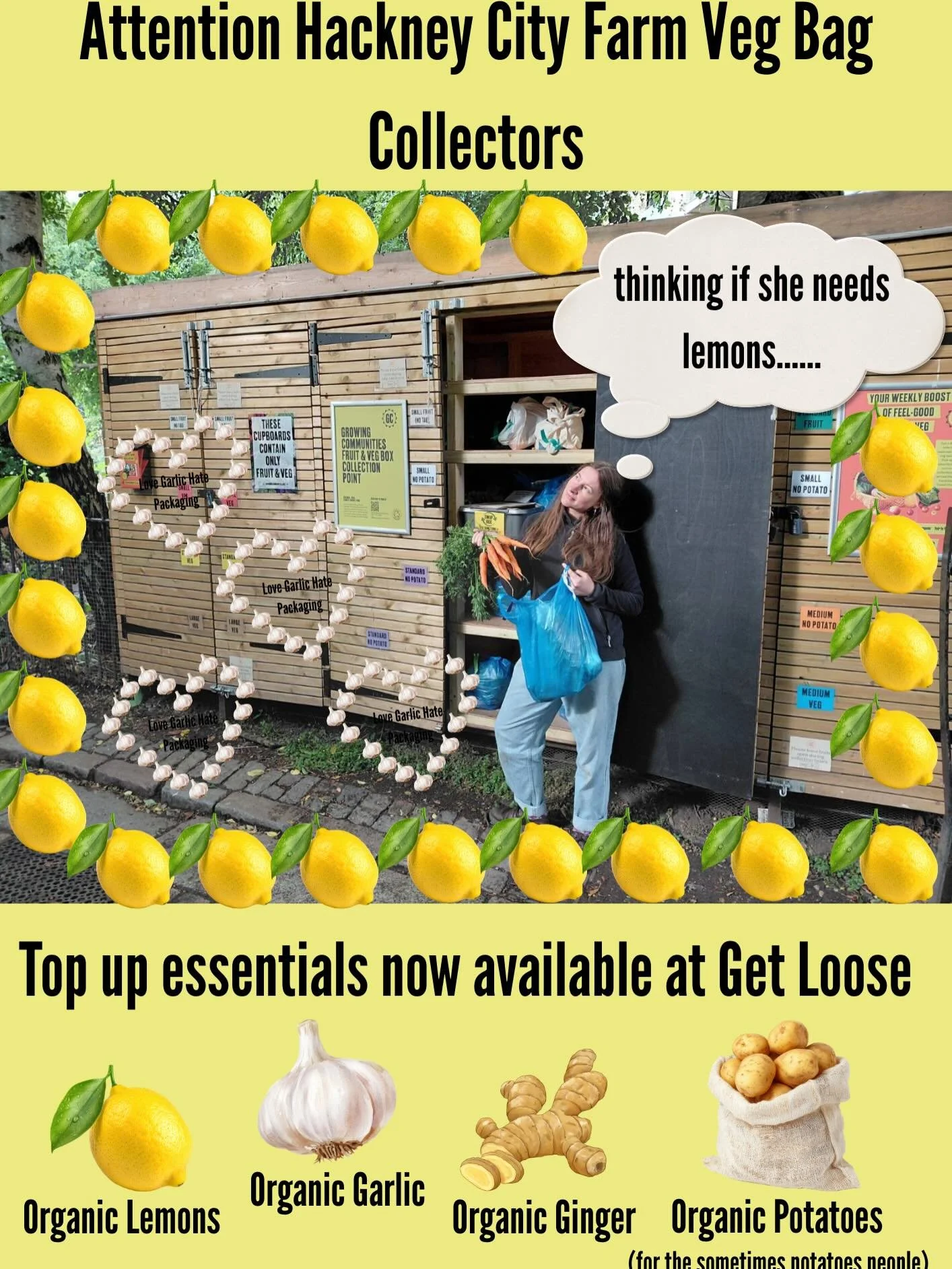 Some exciting new fresh essentials you can supplement your @growingcommunities Veg Bag with at @hackneycityfarm_official 
Sold at the Get Loose Refill Shop you&rsquo;ve got more of those everyday items to quickly grab while you collect your veggies.
