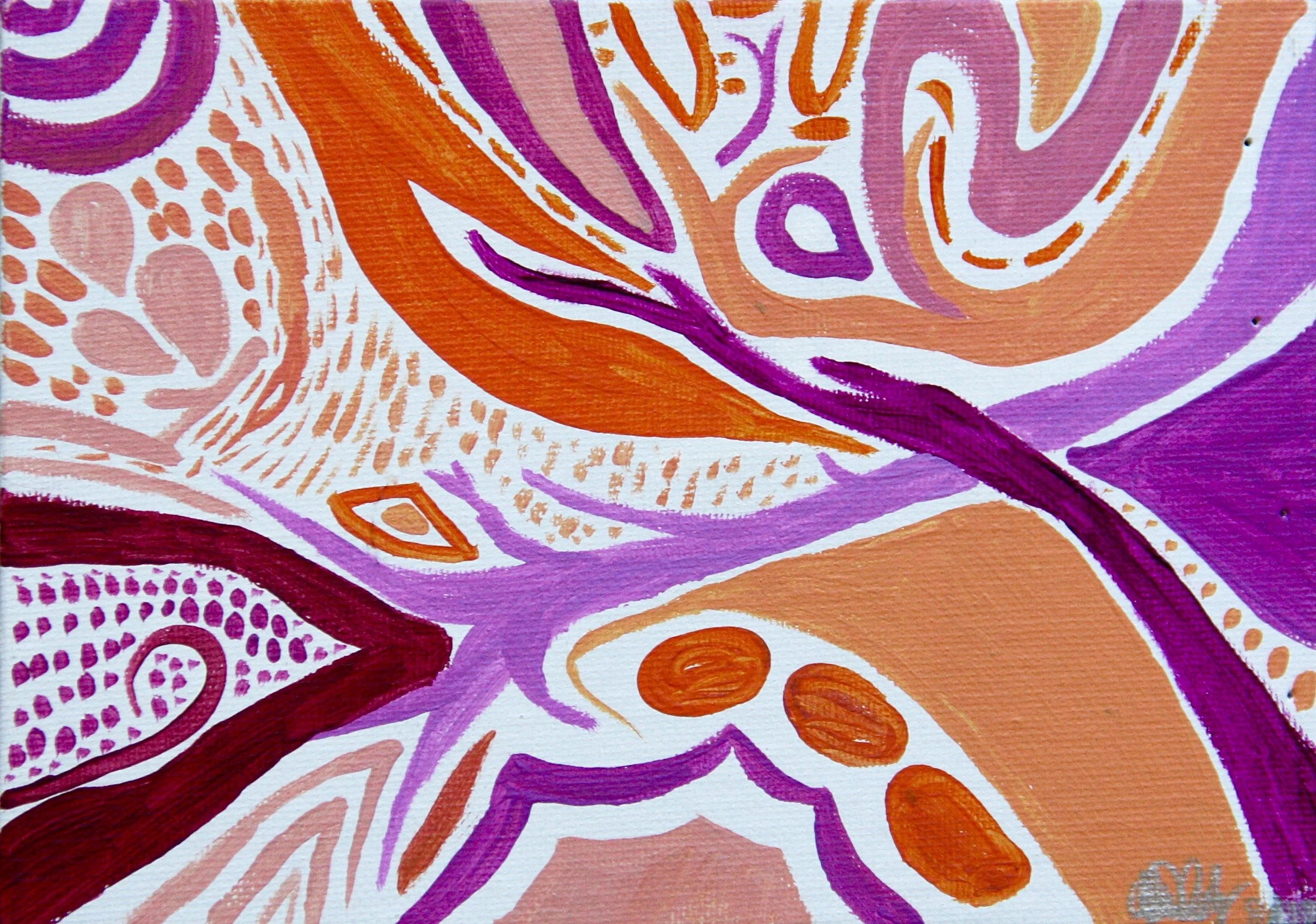 fruit 2017 acrylic on flat canvas 7x5in for sale, $35