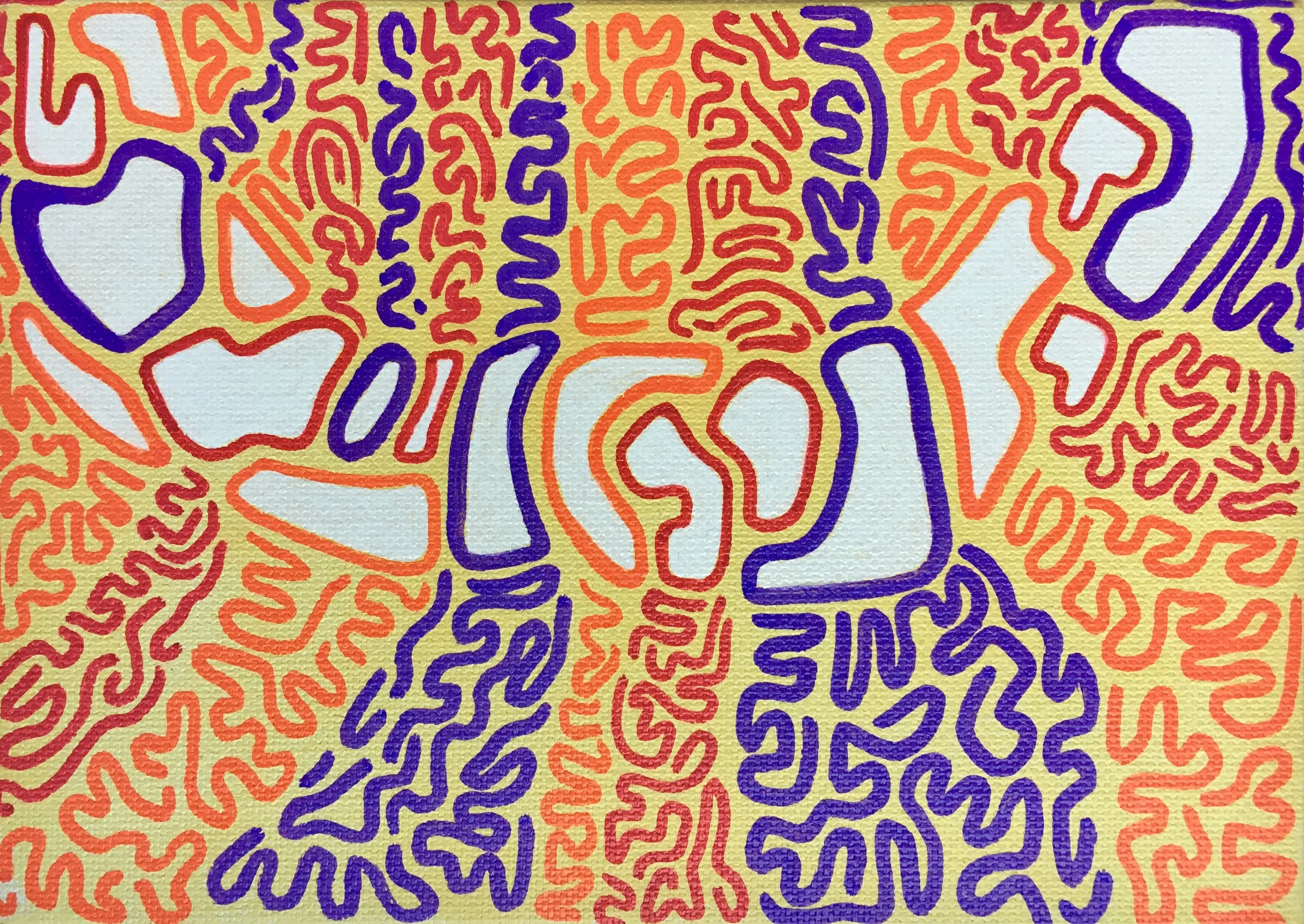 transForm 2018 acrylic, oil pen, flat canvas 7x5in for sale, $35