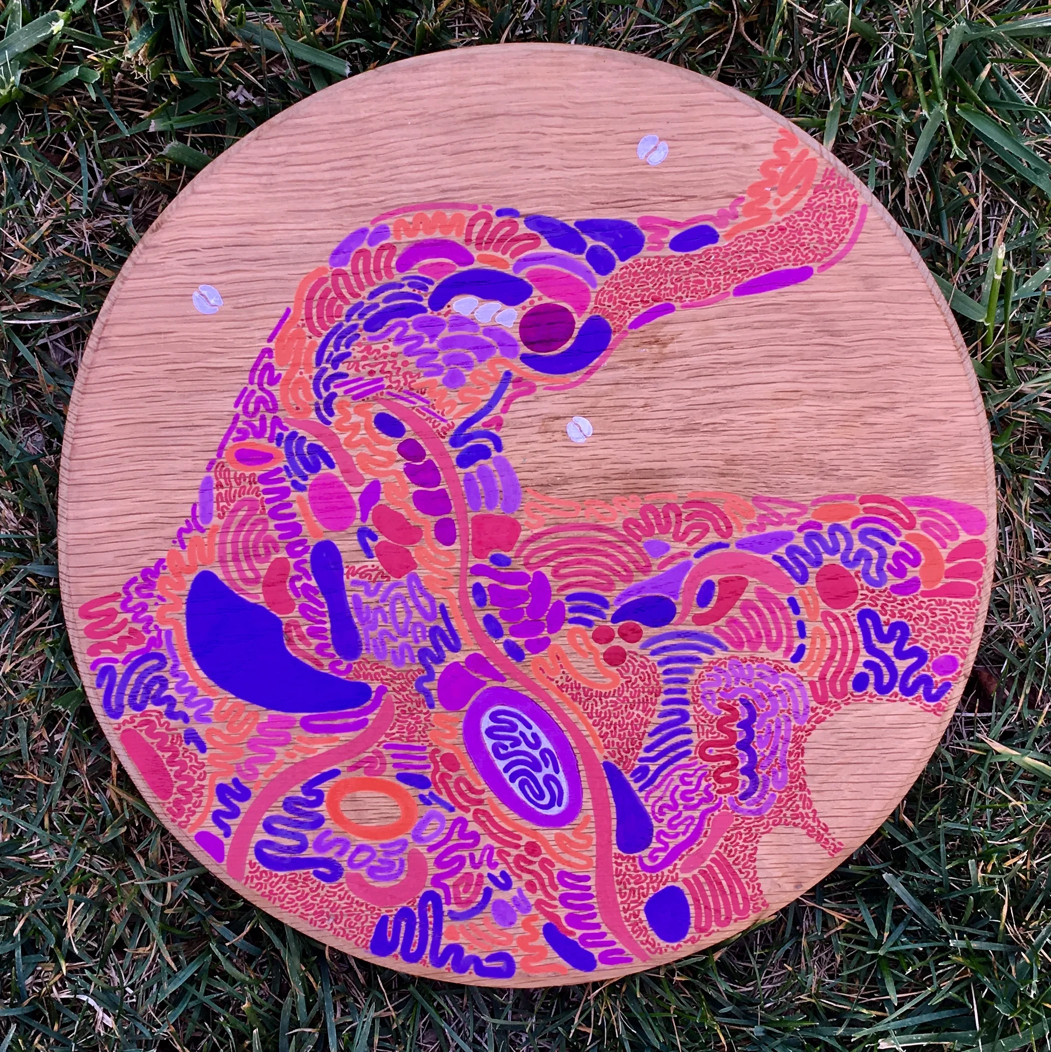 mountain 2019 oil pen on wood cutting board for sale, $150