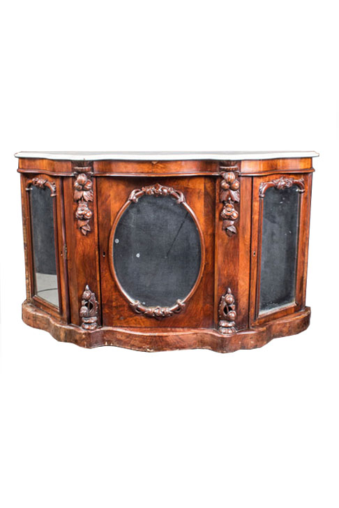 19th Century English Marble Top Side Cabinet