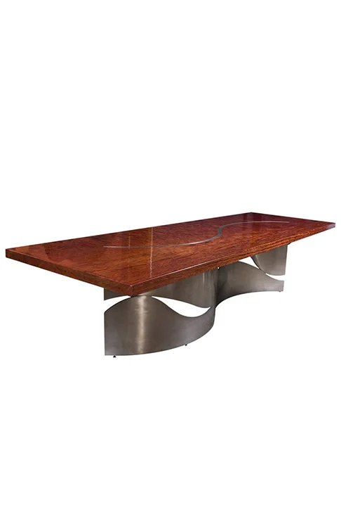 Contemporary 2.25" Thick Bubinga Slab Table