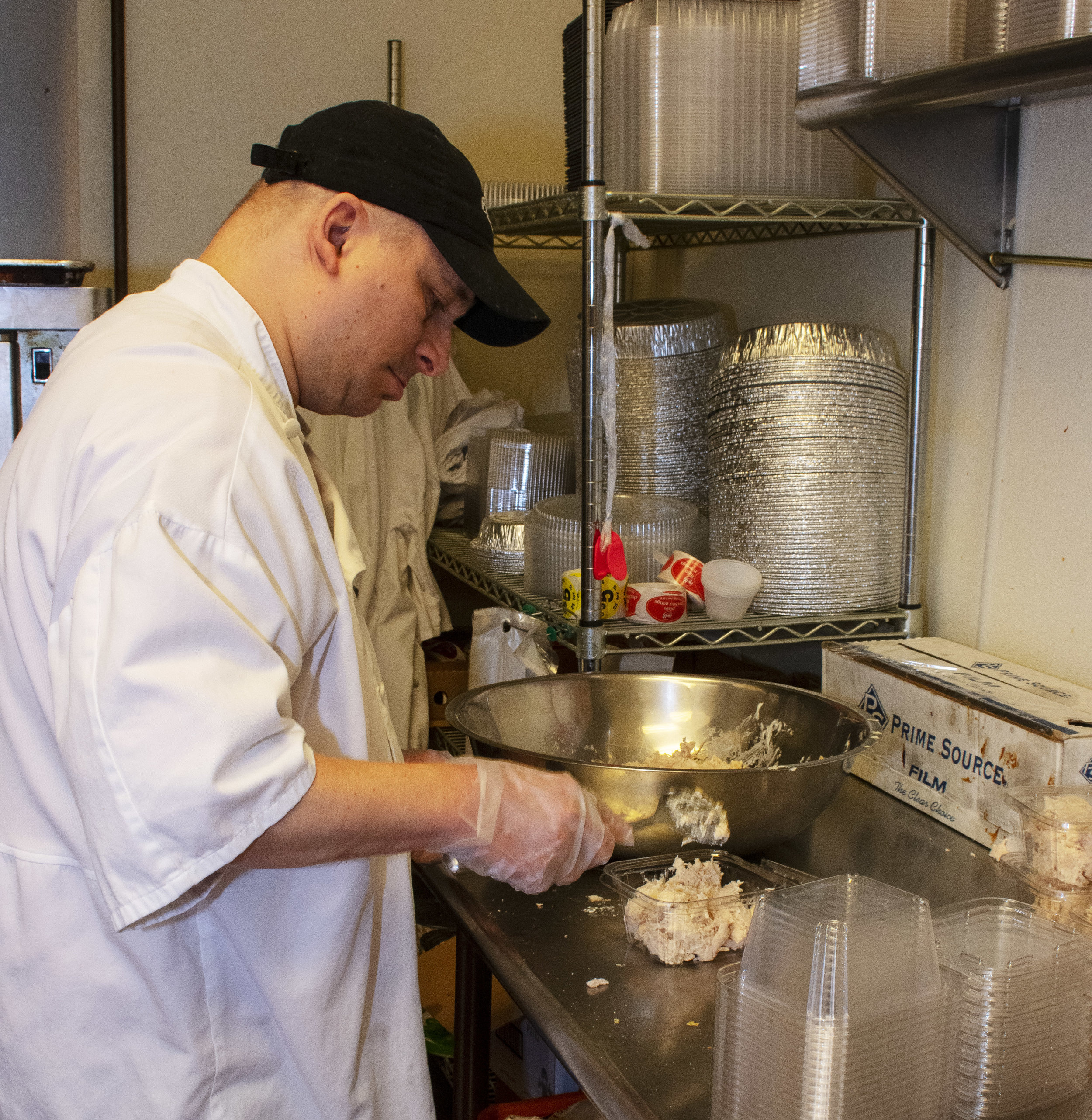 Working in a kitchen 