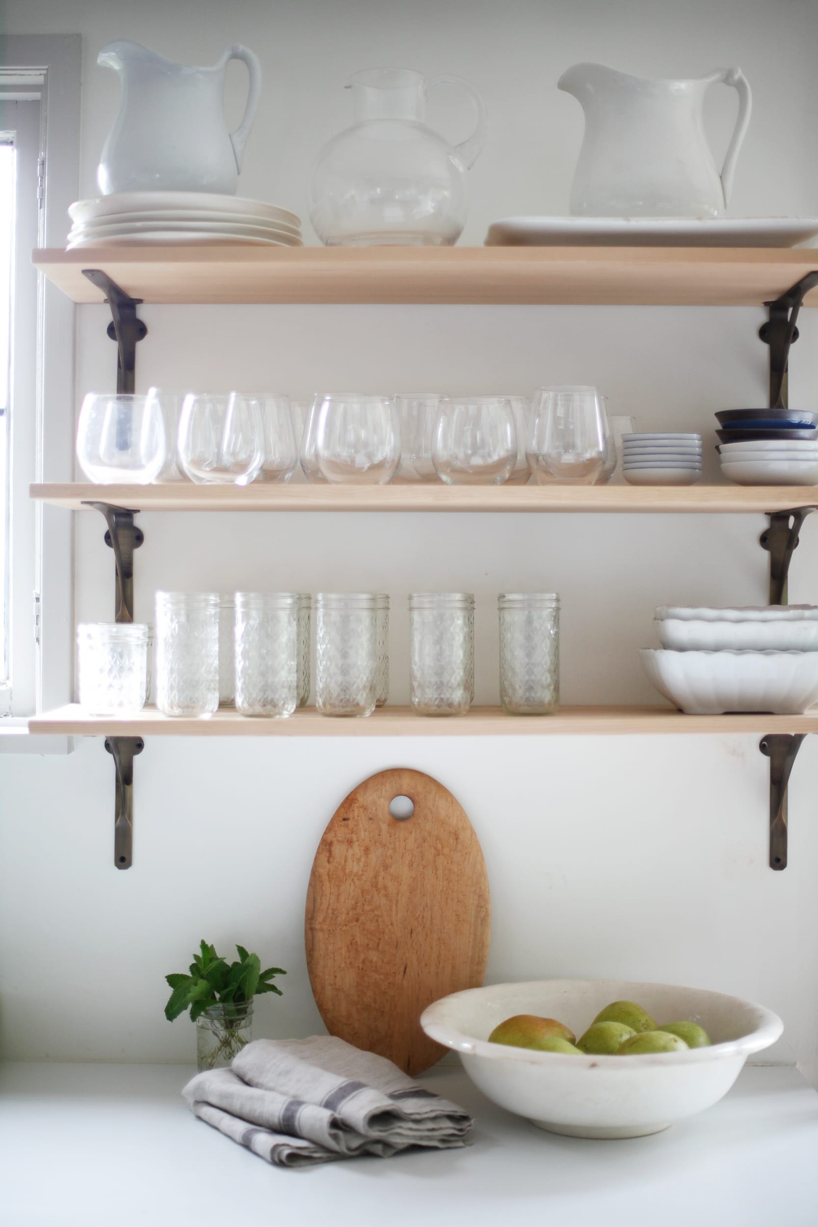 Open shelving in remodeled kitchen