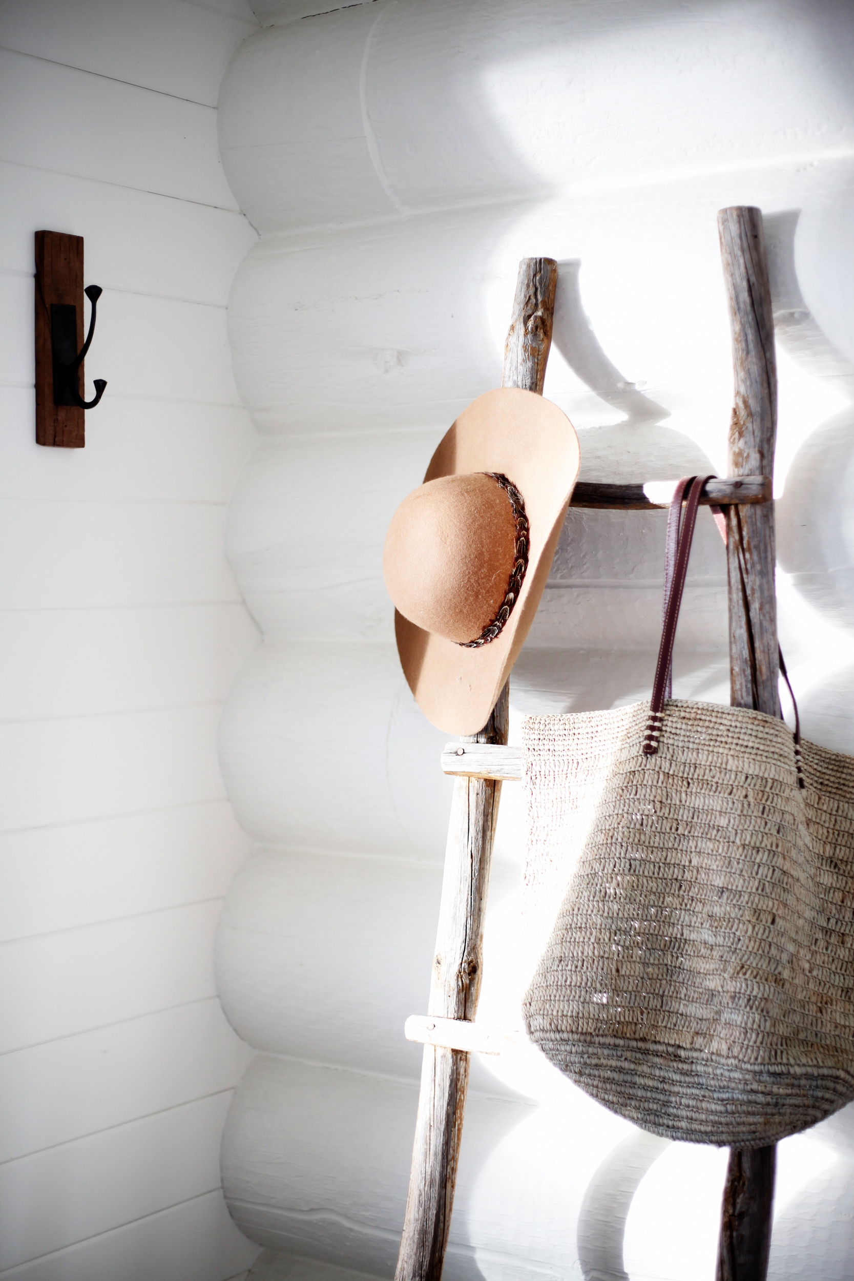 Vintage ladder in redesigned beach home