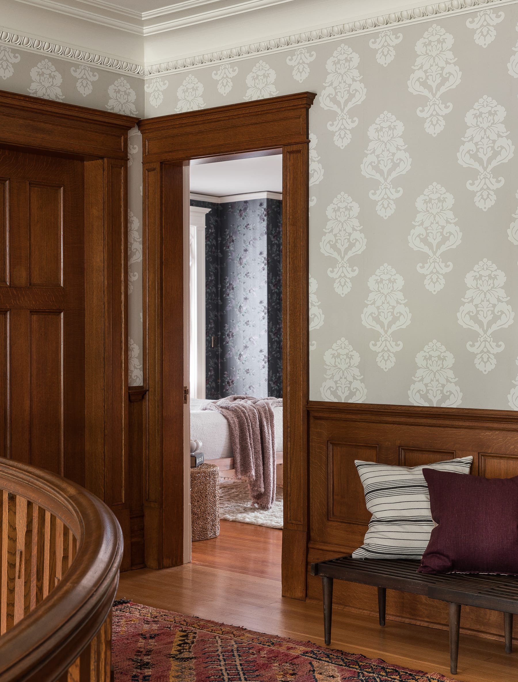 Layered wallpaper in classic home